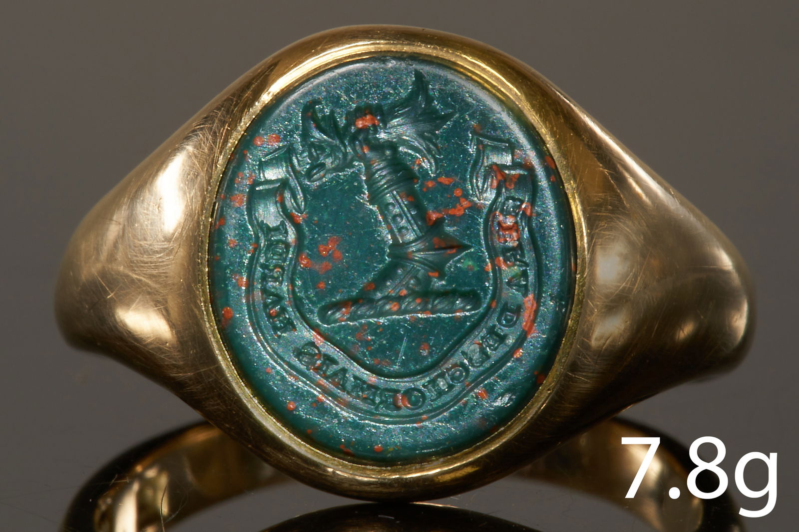 FINE ANTIQUE BLOODSTONE INTAGLIO SEAL RING (1 of 1)