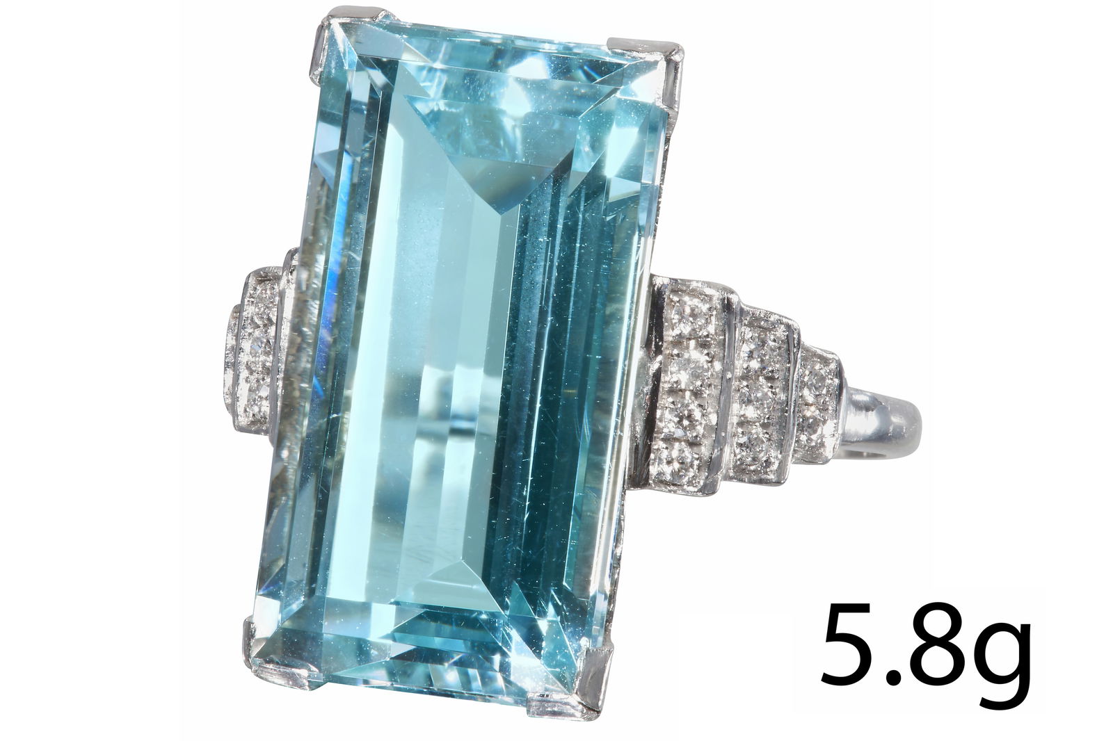 AQUAMARINE AND DIAMOND RING (1 of 1)
