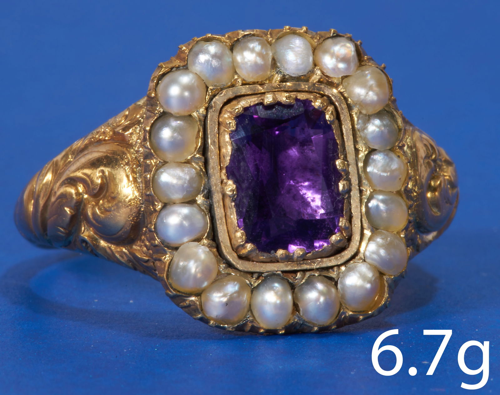 ANTIQUE AMETHYST AND PEARL RING (1 of 1)