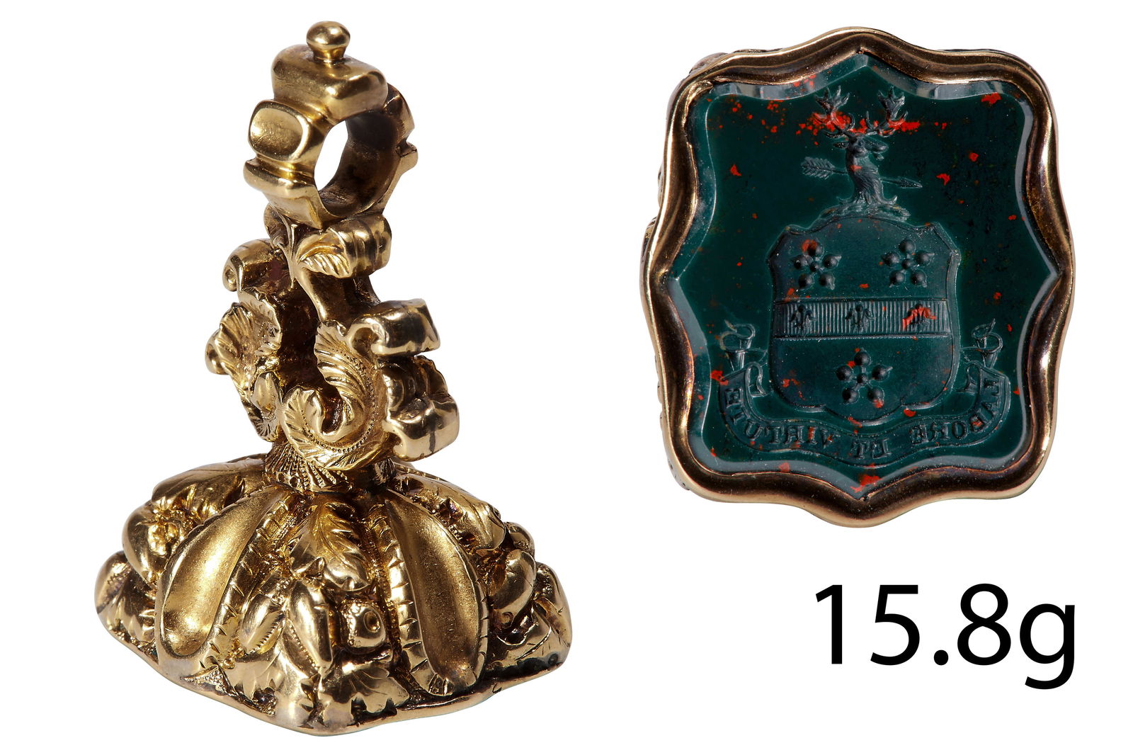 ANTIQUE CARVED BLOODSTONE INTAGLIO FOB SEAL (1 of 1)