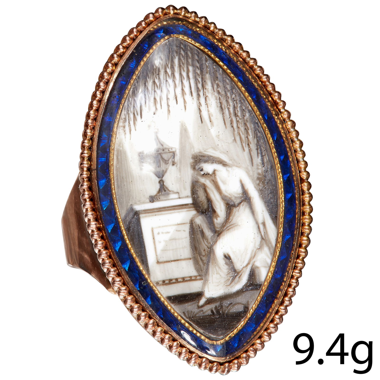 RARE GEORGIAN ENAMEL MEMORI RING (1 of 1)