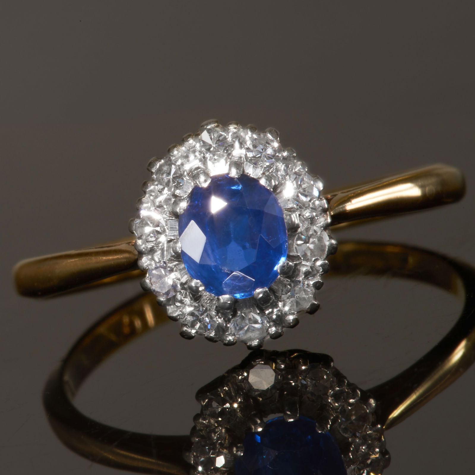 SAPPHIRE AND DIAMOND CLUSTER RING (1 of 1)