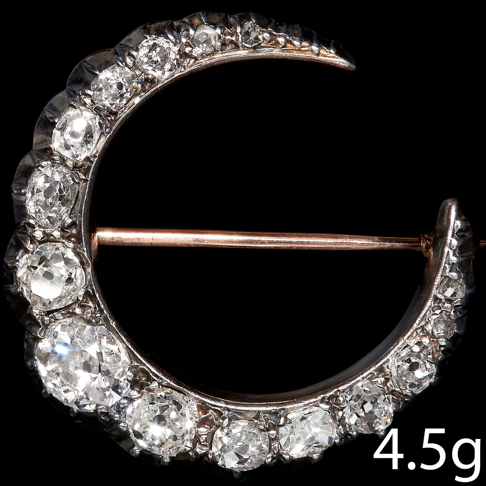 ANTIQUE DIAMOND CRESCENT BROOCH (1 of 1)