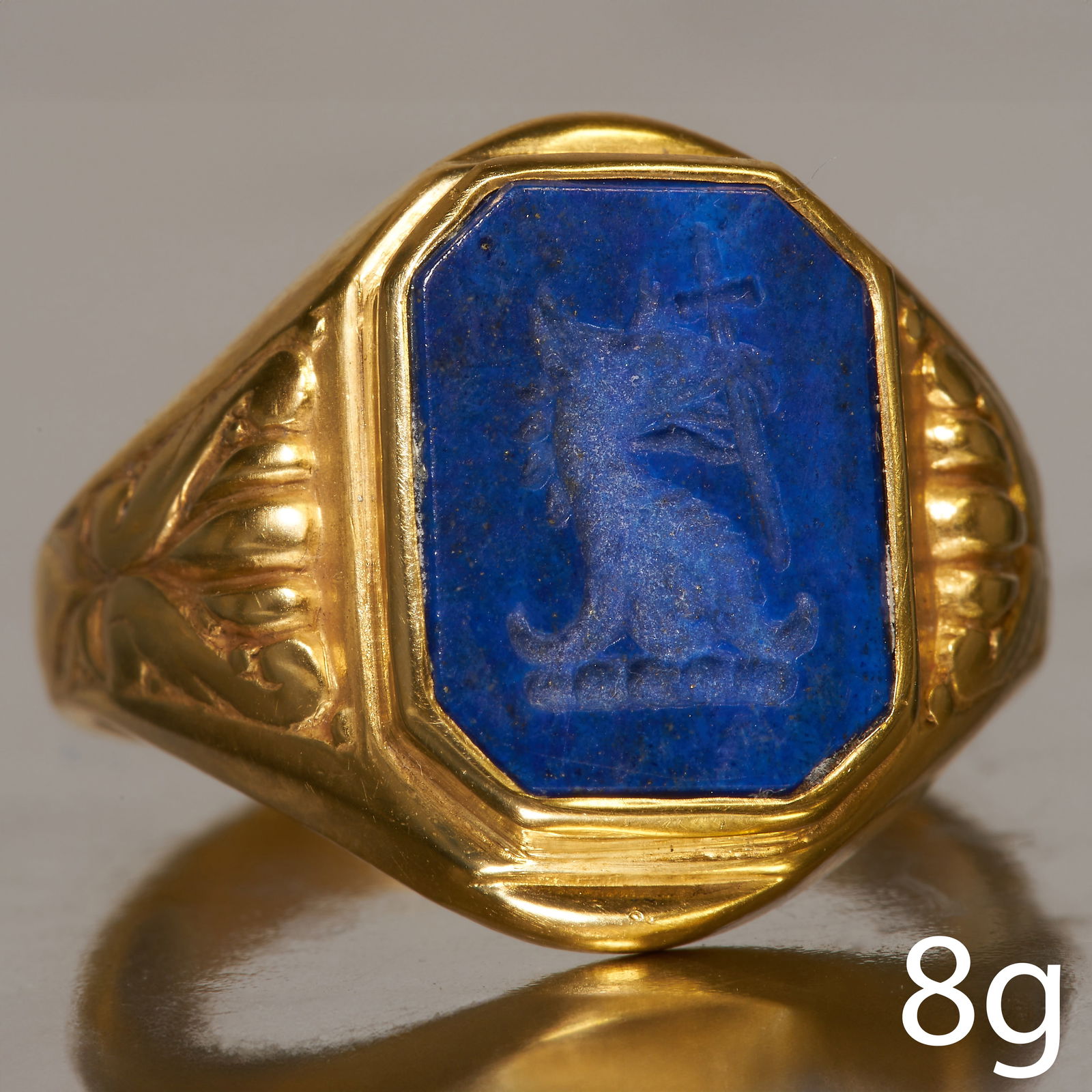 LAPIS LAZULI INTAGLIO SEAL RING (1 of 1)