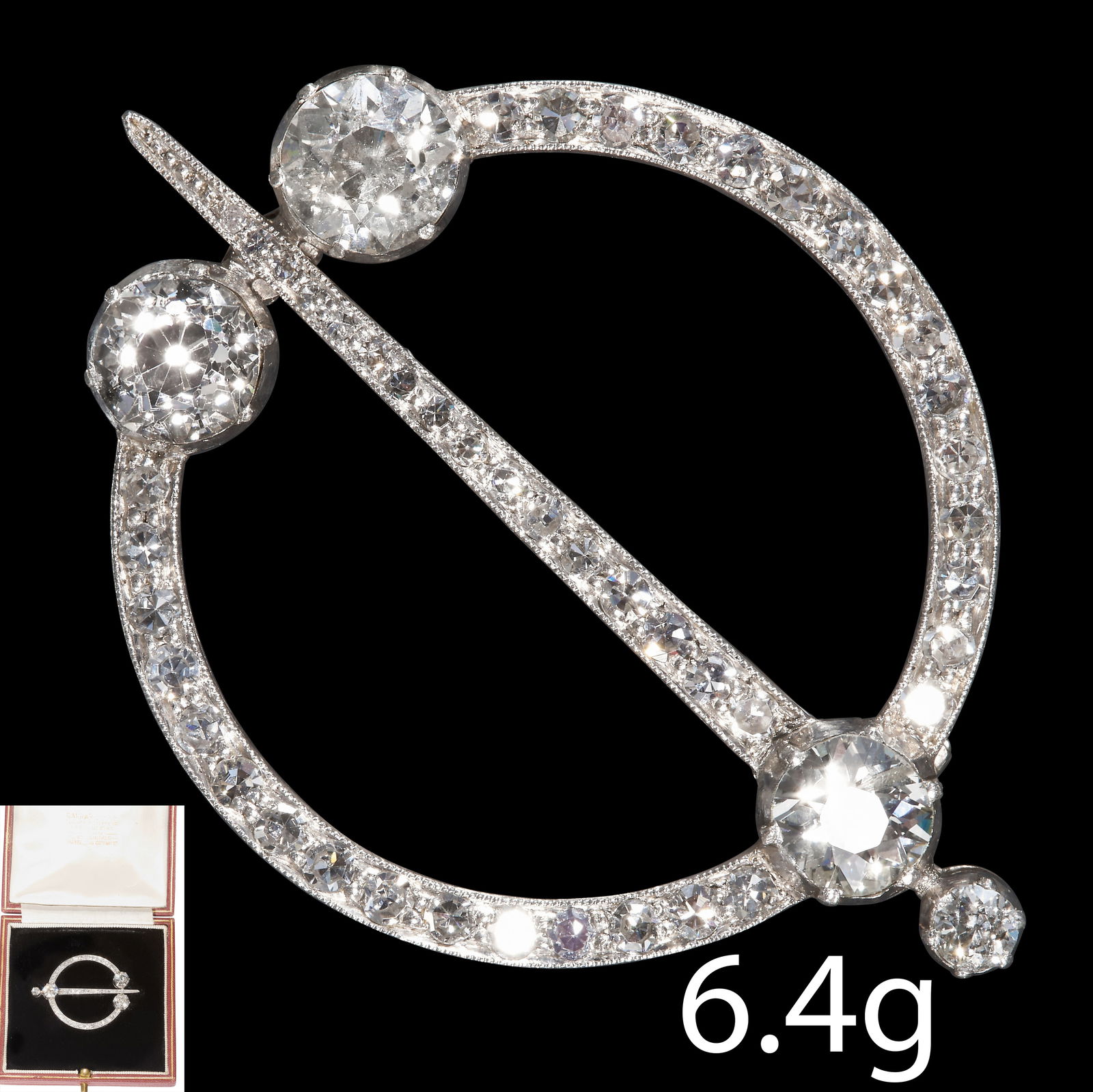 ART-DECO DIAMOND FIBULA BROOCH (1 of 2)