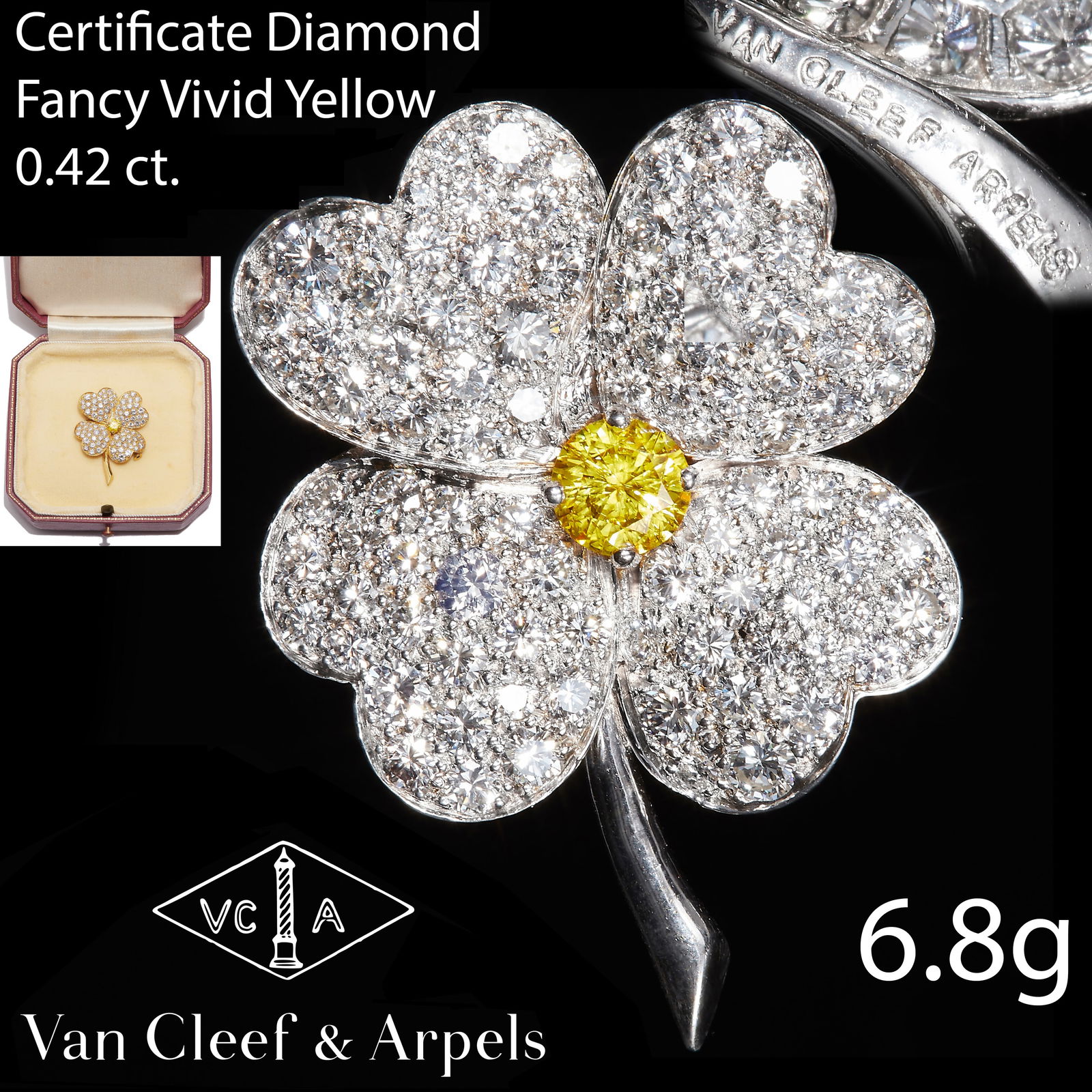 VAN CLEEF & ARPELS 'COSMOS' FANCY VIVID YELLOW AND WHITE DIAMOND BROOCH (1 of 1)