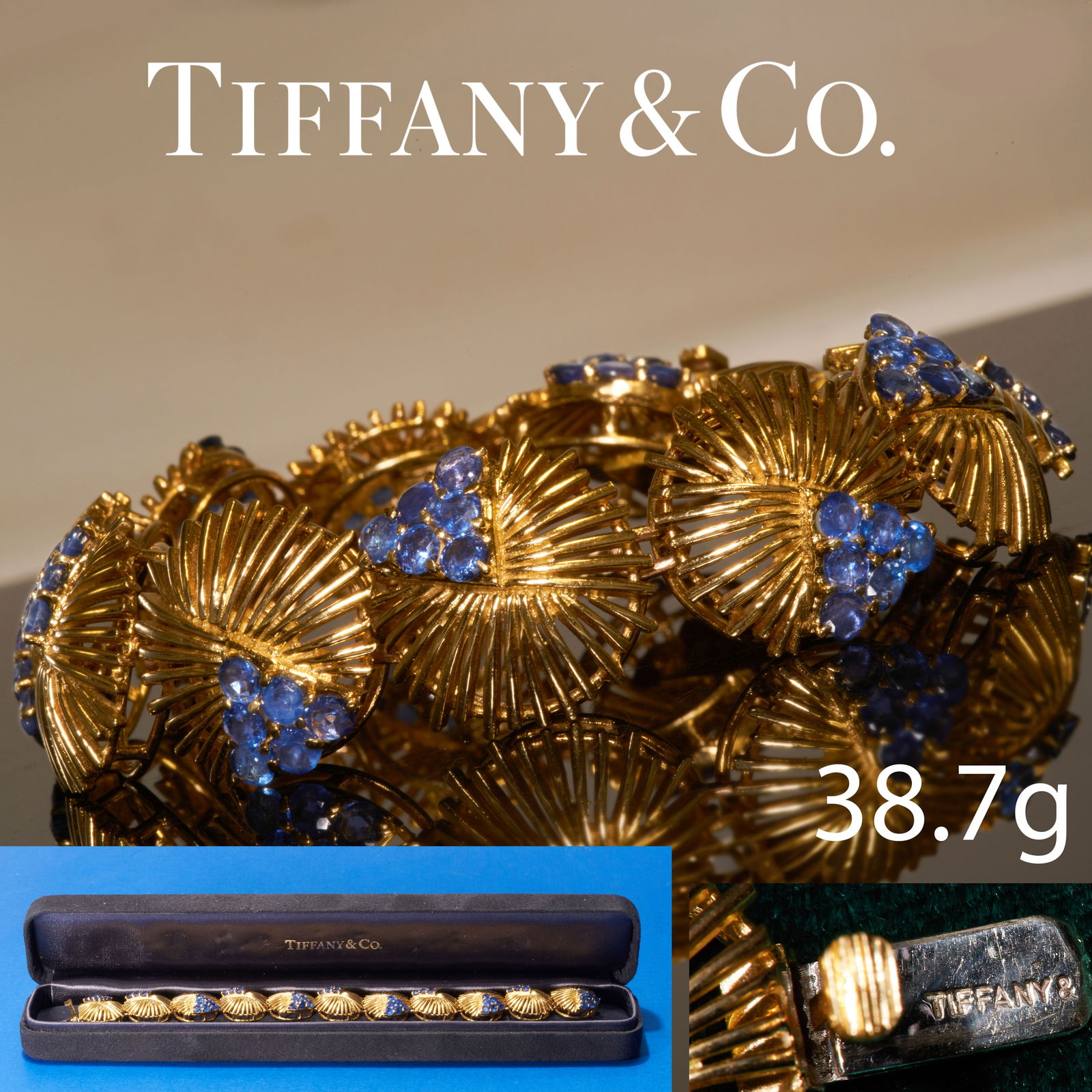 TIFFANY & CO, RETRO SAPPHIRE BRACELET (1 of 1)