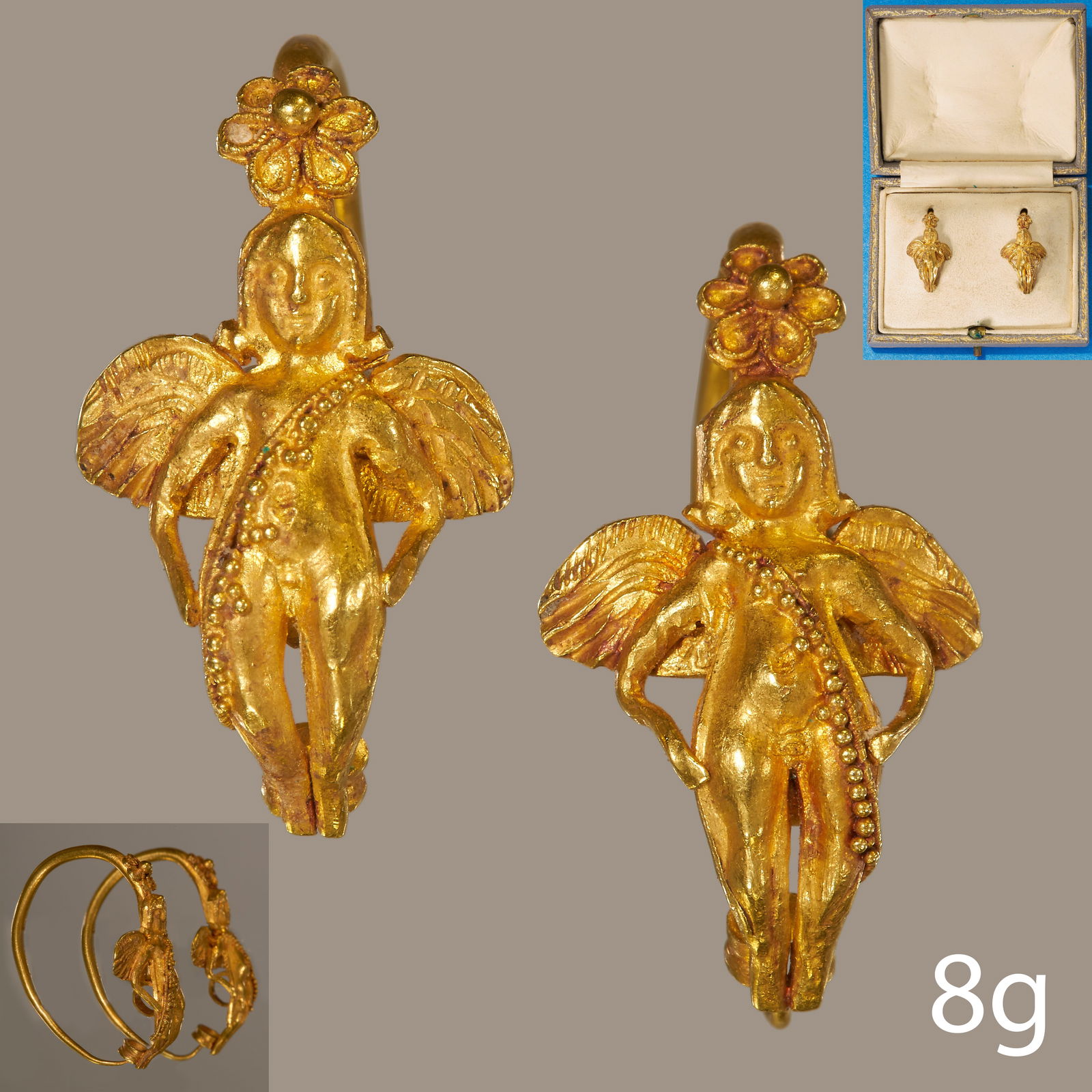 RARE PAIR OF ETRUSCAN GOLD EARRINGS (1 of 2)