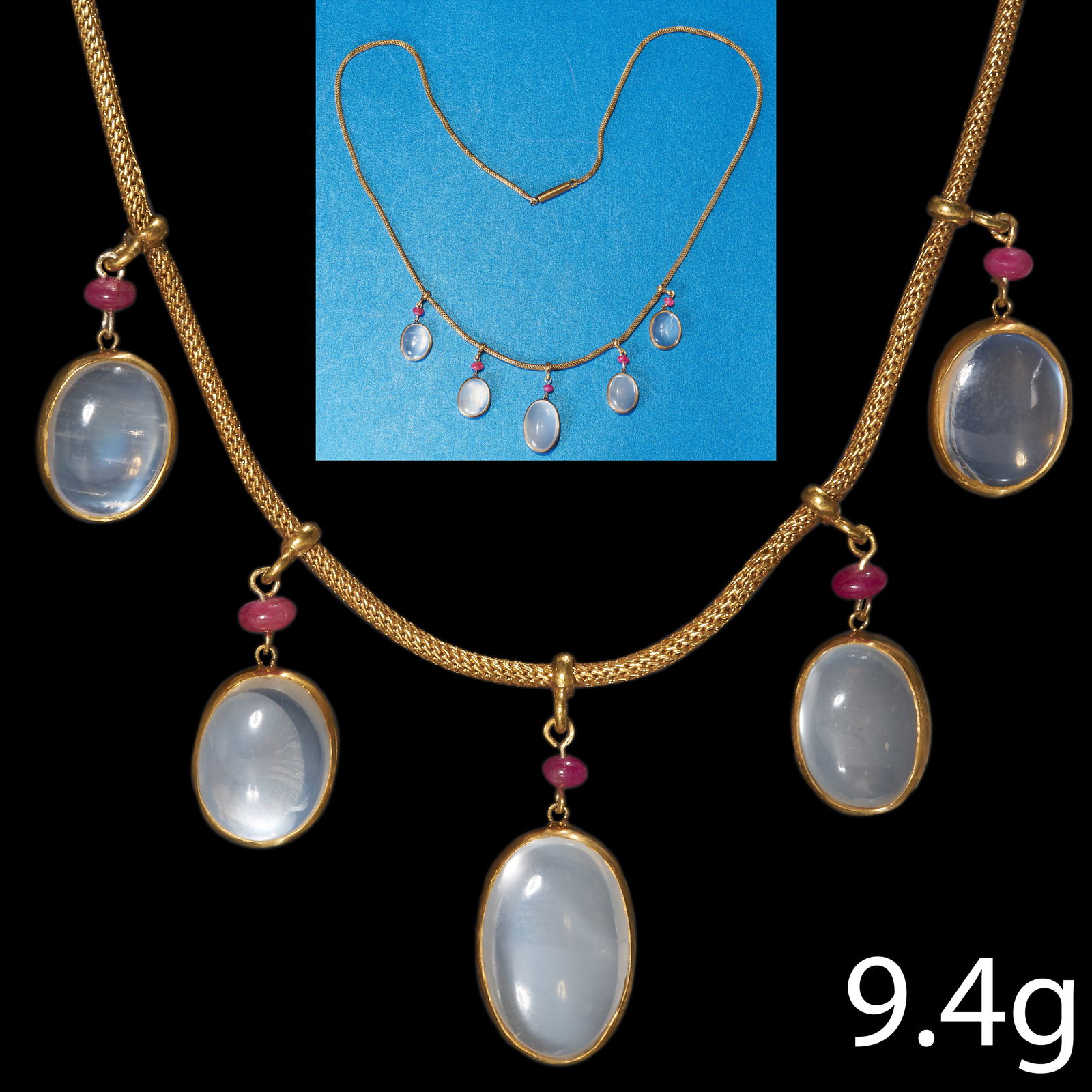EDWARDIAN MOONSTONE AND RUBY NECKLACE (1 of 1)