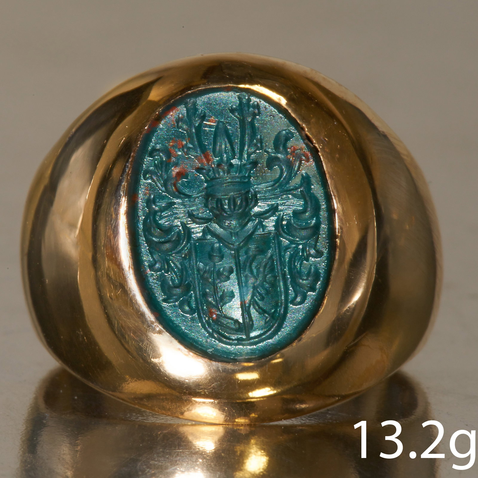 VINTAGE CARVED BLOODSTONE SEAL RING (1 of 1)