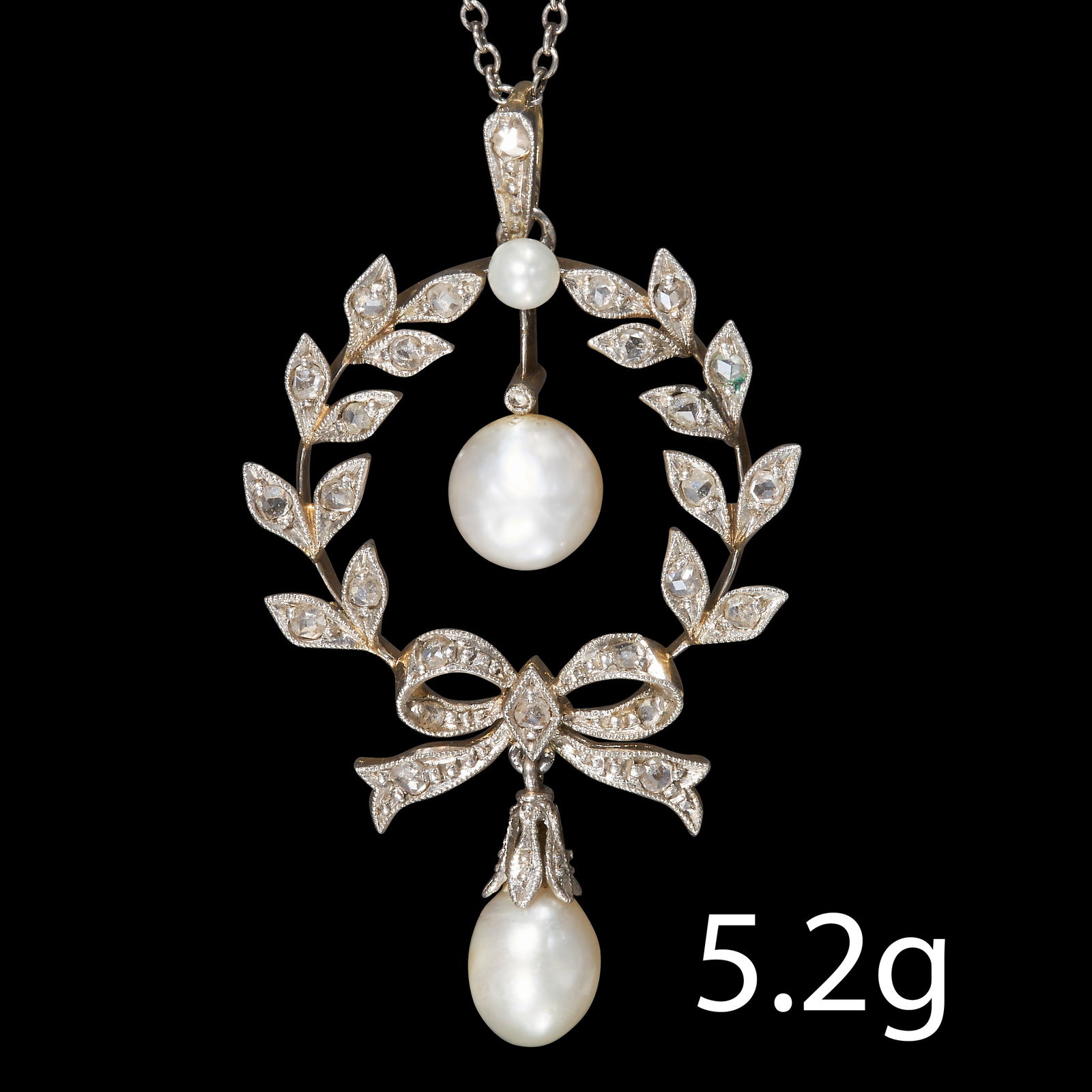 FINE EDWARDIAN PEARL AND DIAMOND PENDANT (1 of 1)