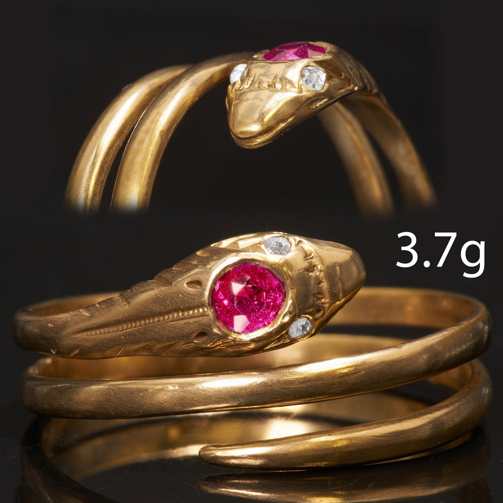 RUBY AND DIAMOND SNAKE RING (1 of 1)