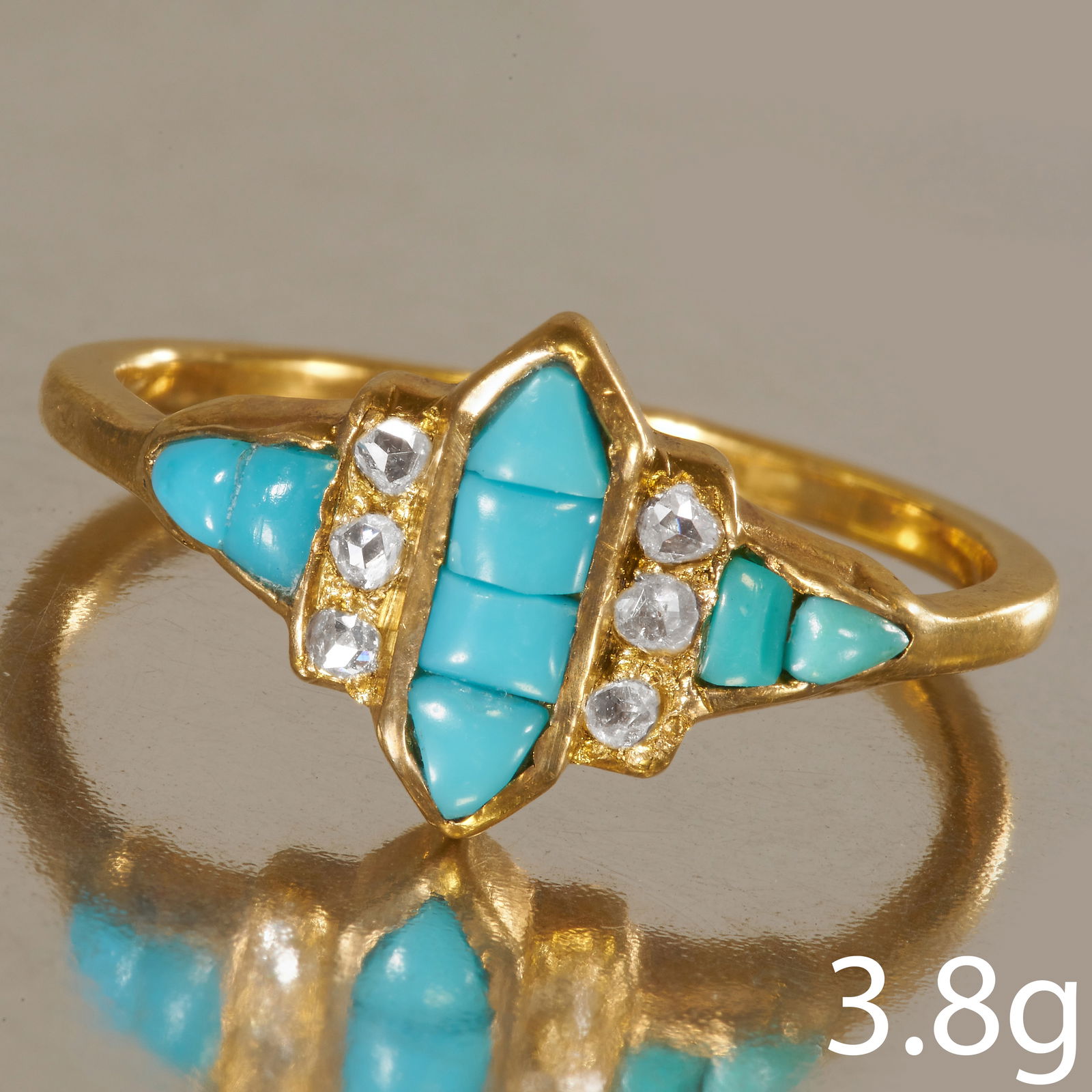 ANTIQUE TURQUOISE AND DIAMOND RING (1 of 1)