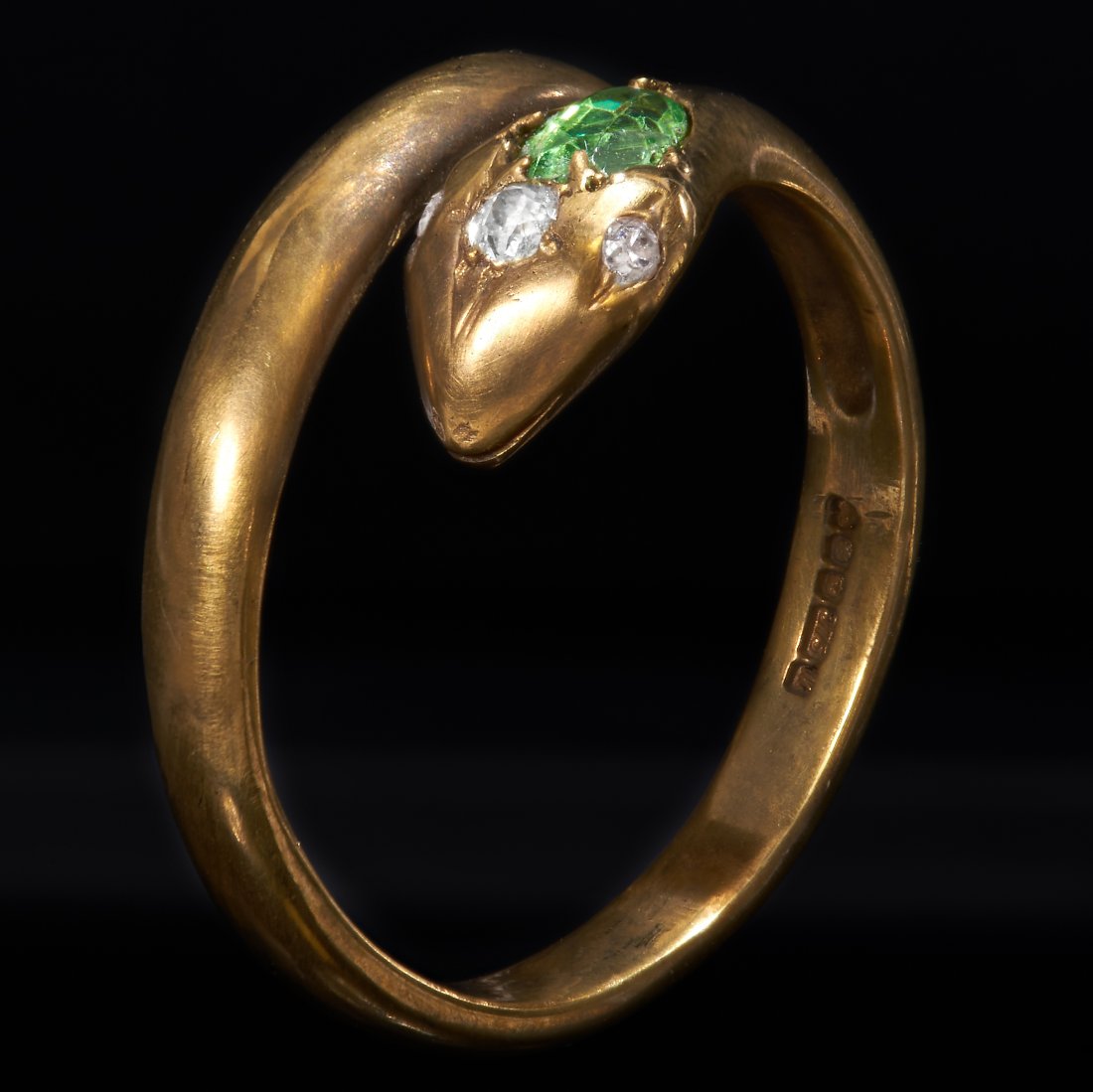 DEMANTOID GARNET AND DIAMOND SNAKE RING (1 of 2)
