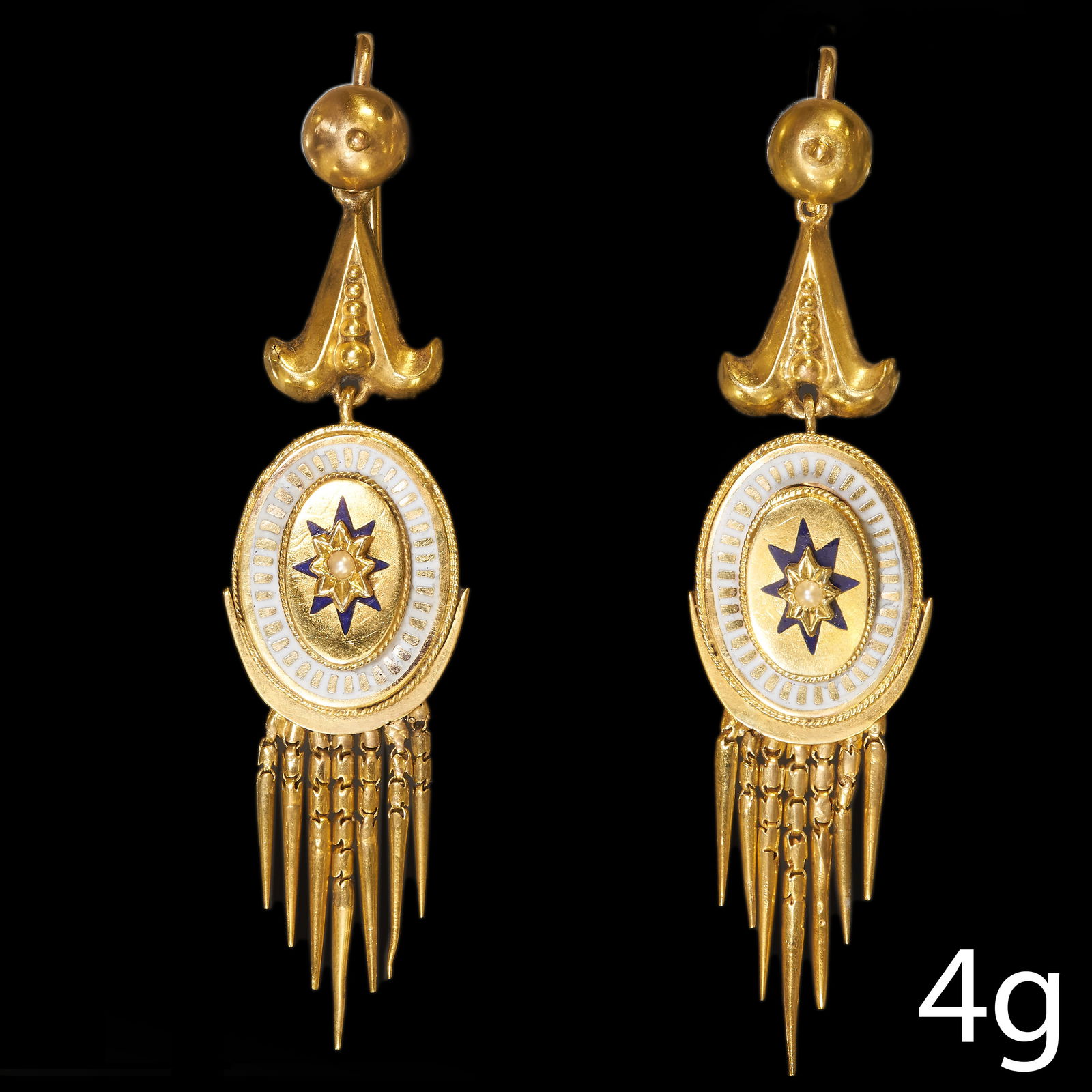 PAIR OF VICTORIAN ENAMEL AND PEARL EARRINGS (1 of 1)