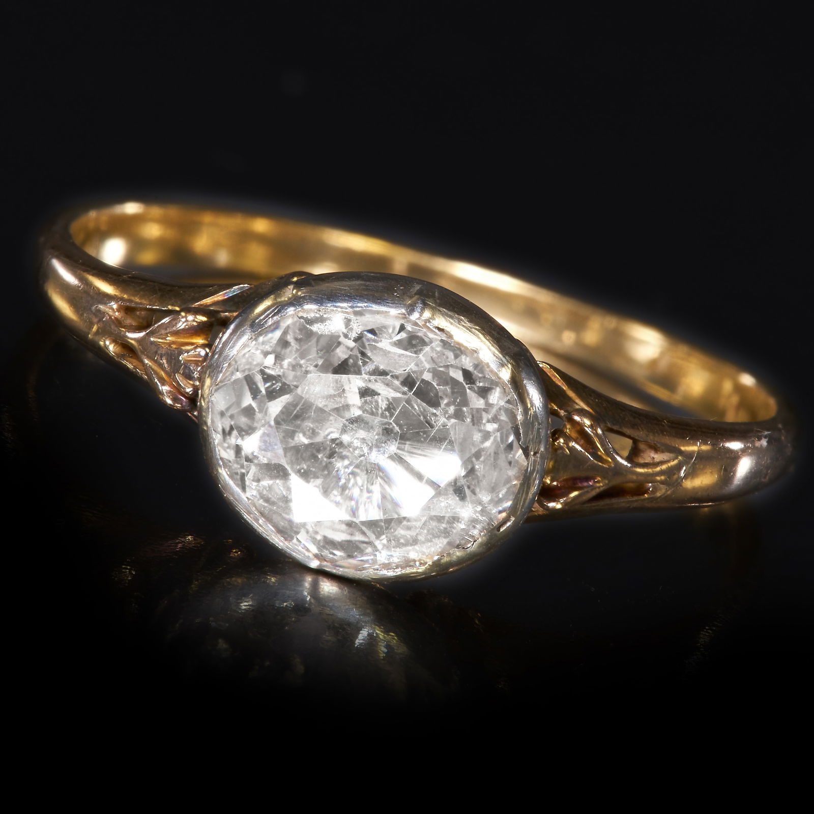 GEORGIAN DIAMOND SOLITAIRE RING, (1 of 2)