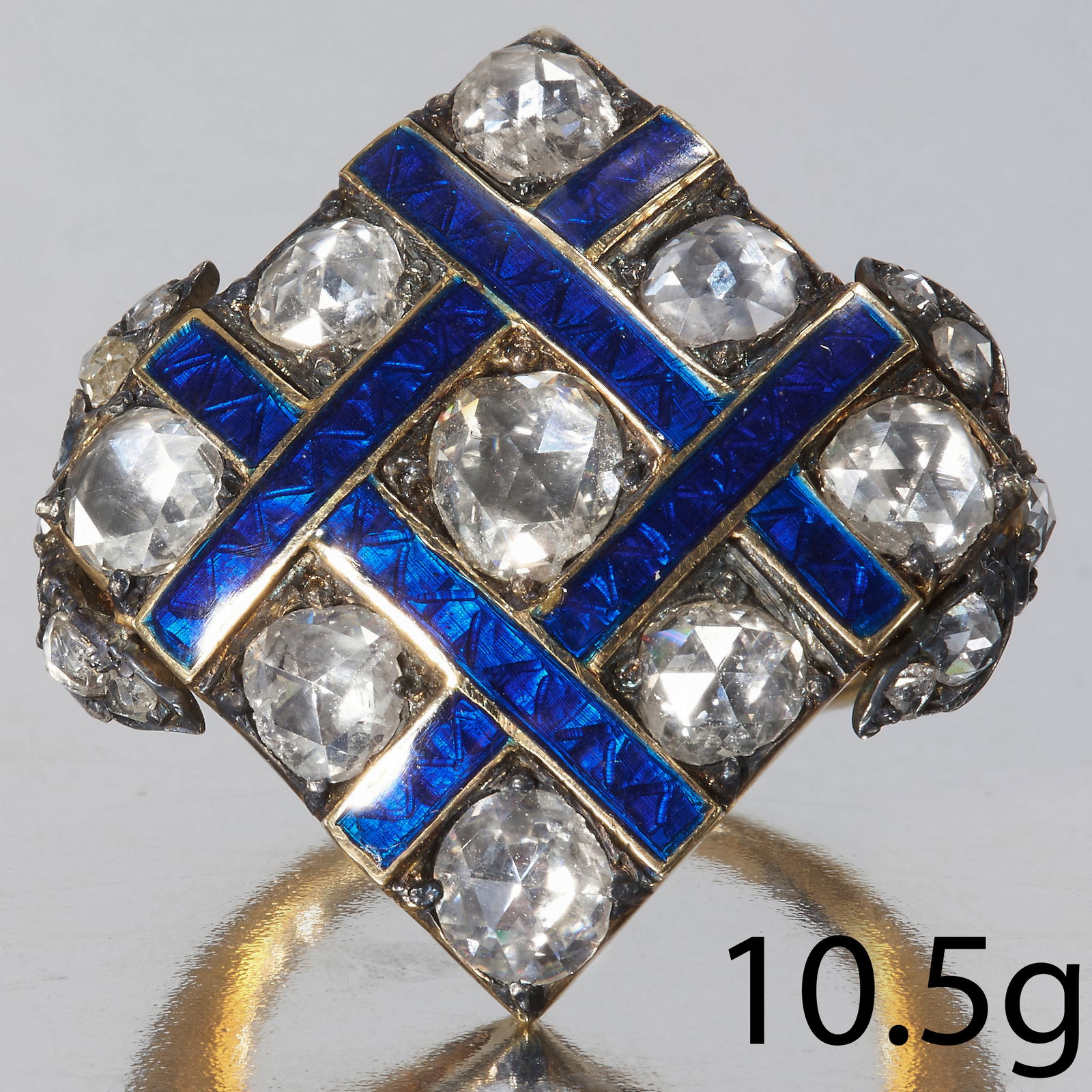 ANTIQUE DIAMOND AND ENAMEL RING (1 of 1)
