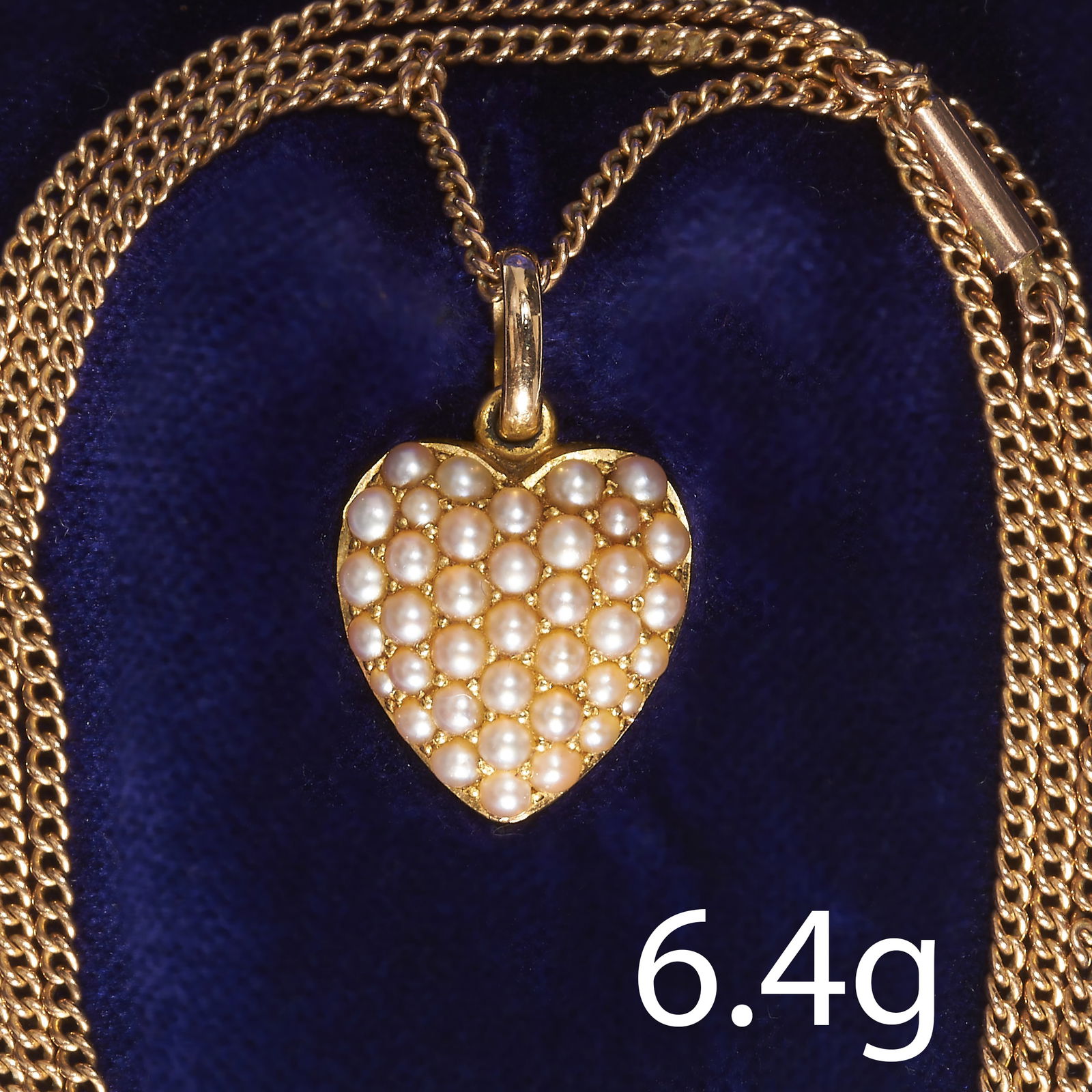 GOLD HEART SEED PEARL PENDANT AND CHAIN (1 of 2)