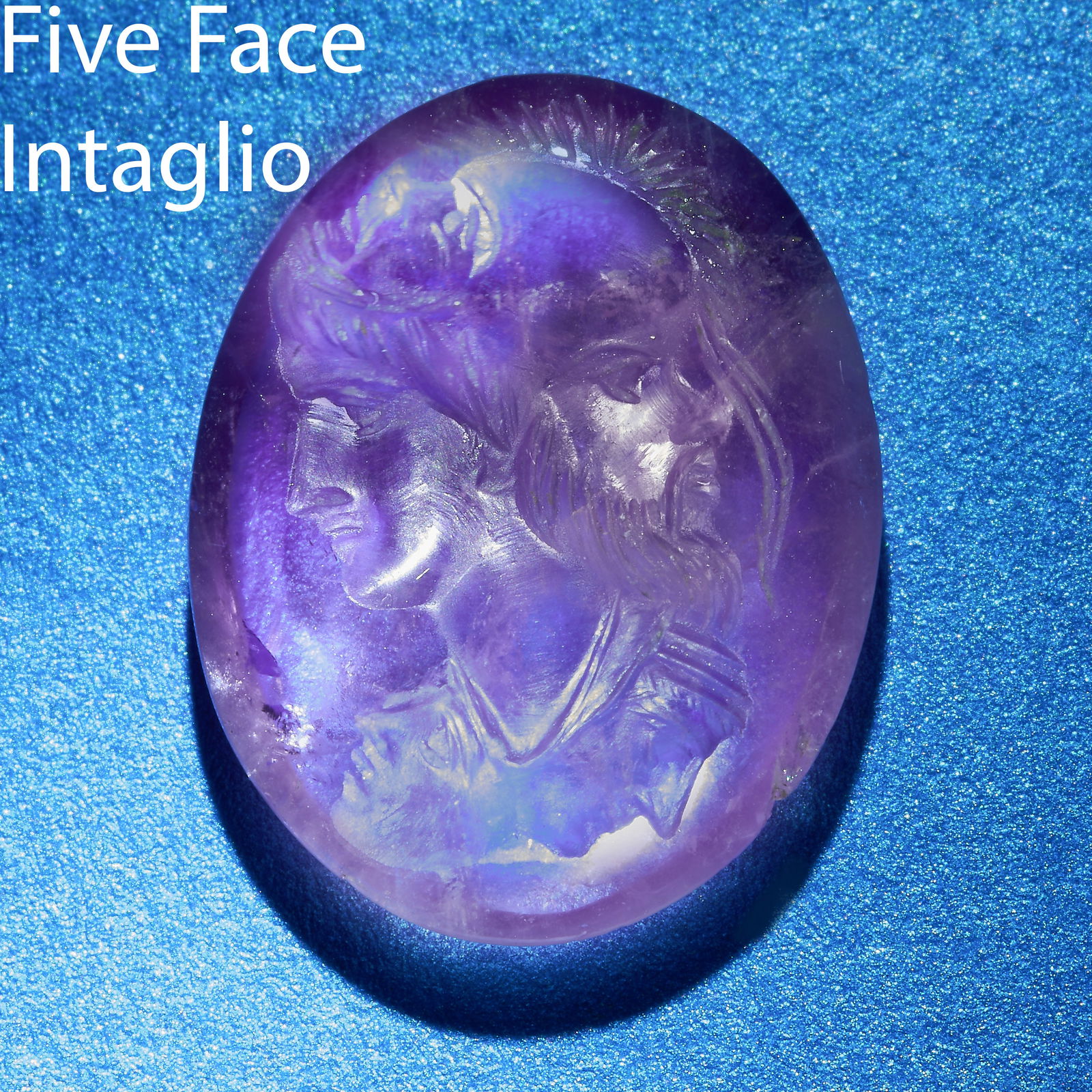 A SCARCE ROMAN CARVED AMETHYST, FIVE FACED INTAGLIO FORMING BUST OF ATHENA.  Presumed to be 2ND (1 of 1)