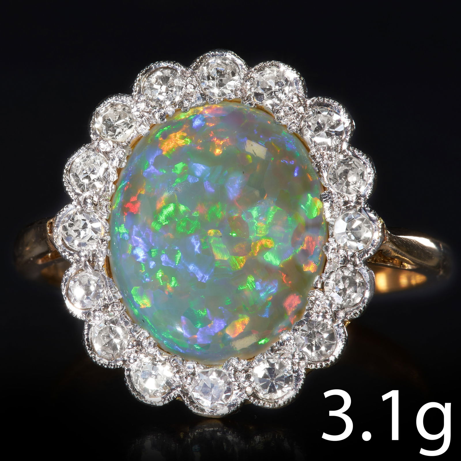 OPAL AND DIAMOND CLUSTER RING (1 of 1)