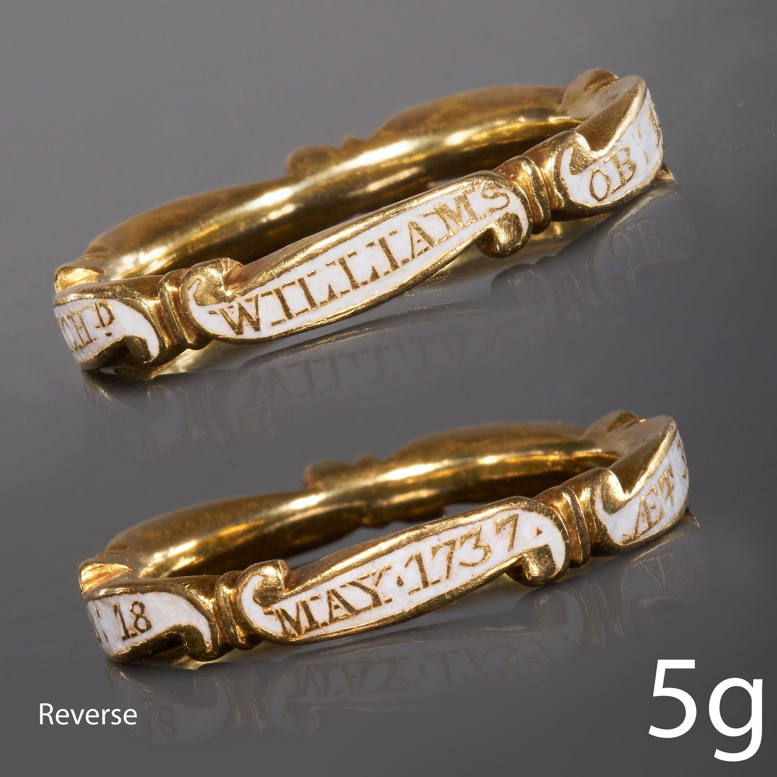 A RARE GEORGE 1ST GOLD AND WHITE ENAMEL MOURNING RING. (1 of 1)