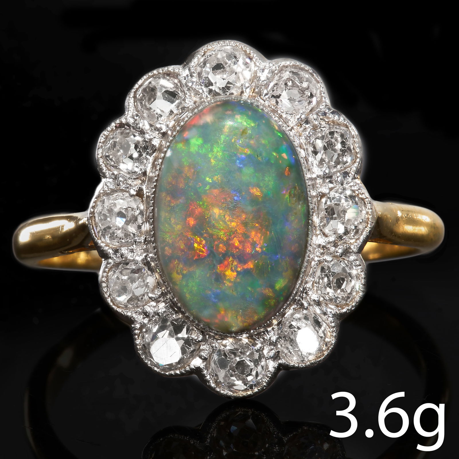 OPAL AND DIAMOND CLUSTER RING (1 of 1)