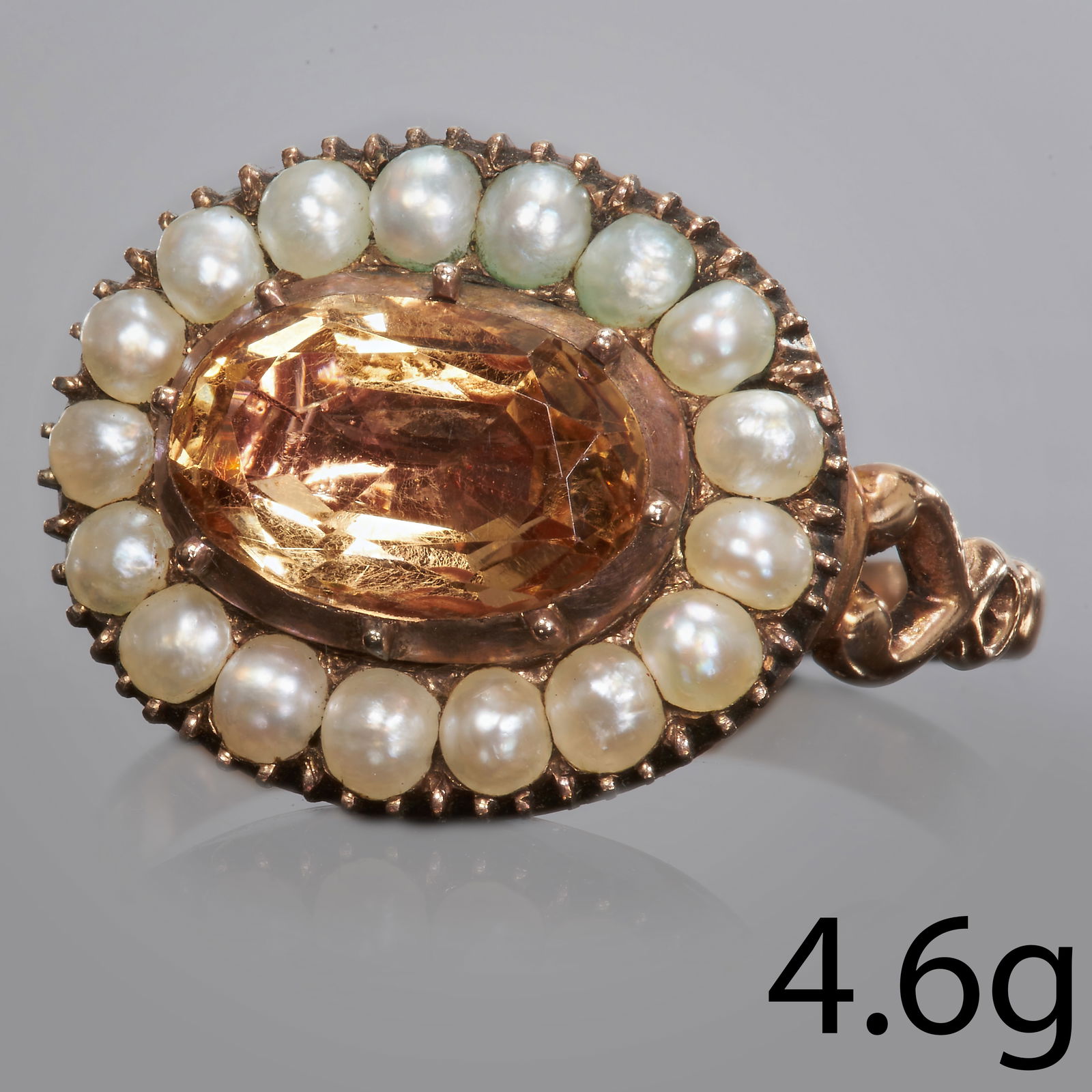 ANTIQUE TOPAZ AND PEARL RING (1 of 2)