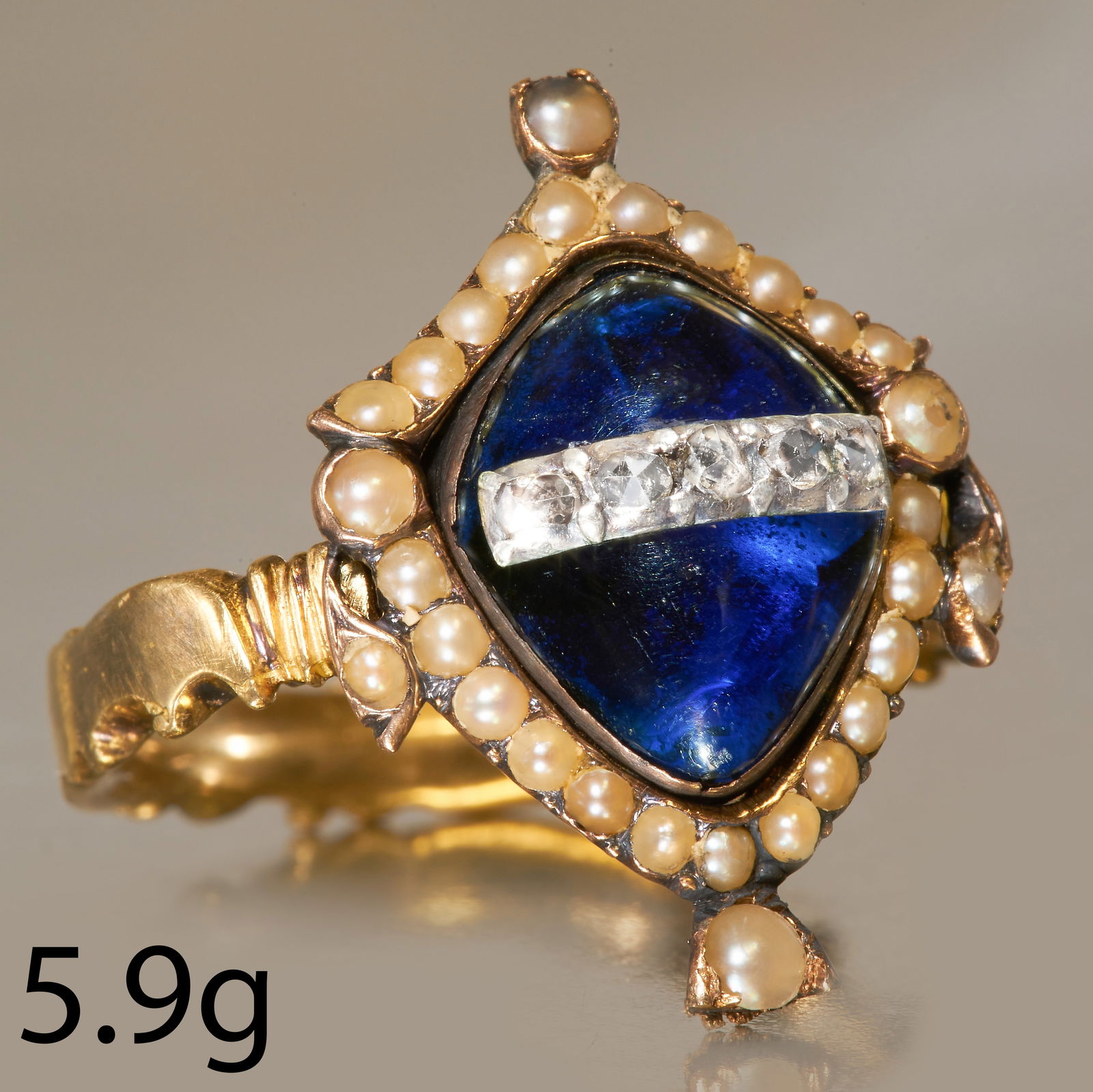 VICTORIAN PEARL AND DIAMOND MOURNING RING (1 of 2)
