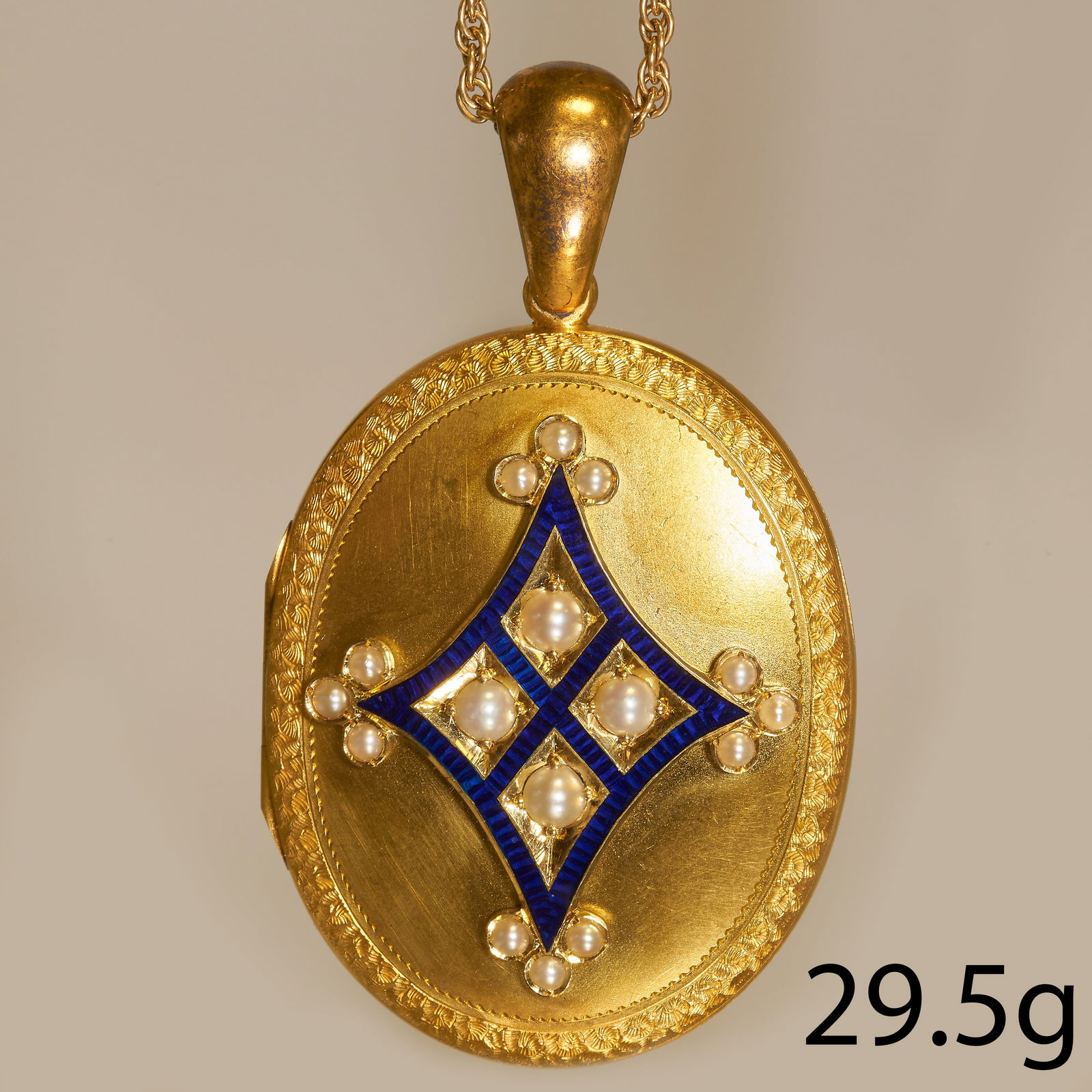 VICTORIAN PEARL AND ENAMEL LOCKET PENDANT (1 of 2)