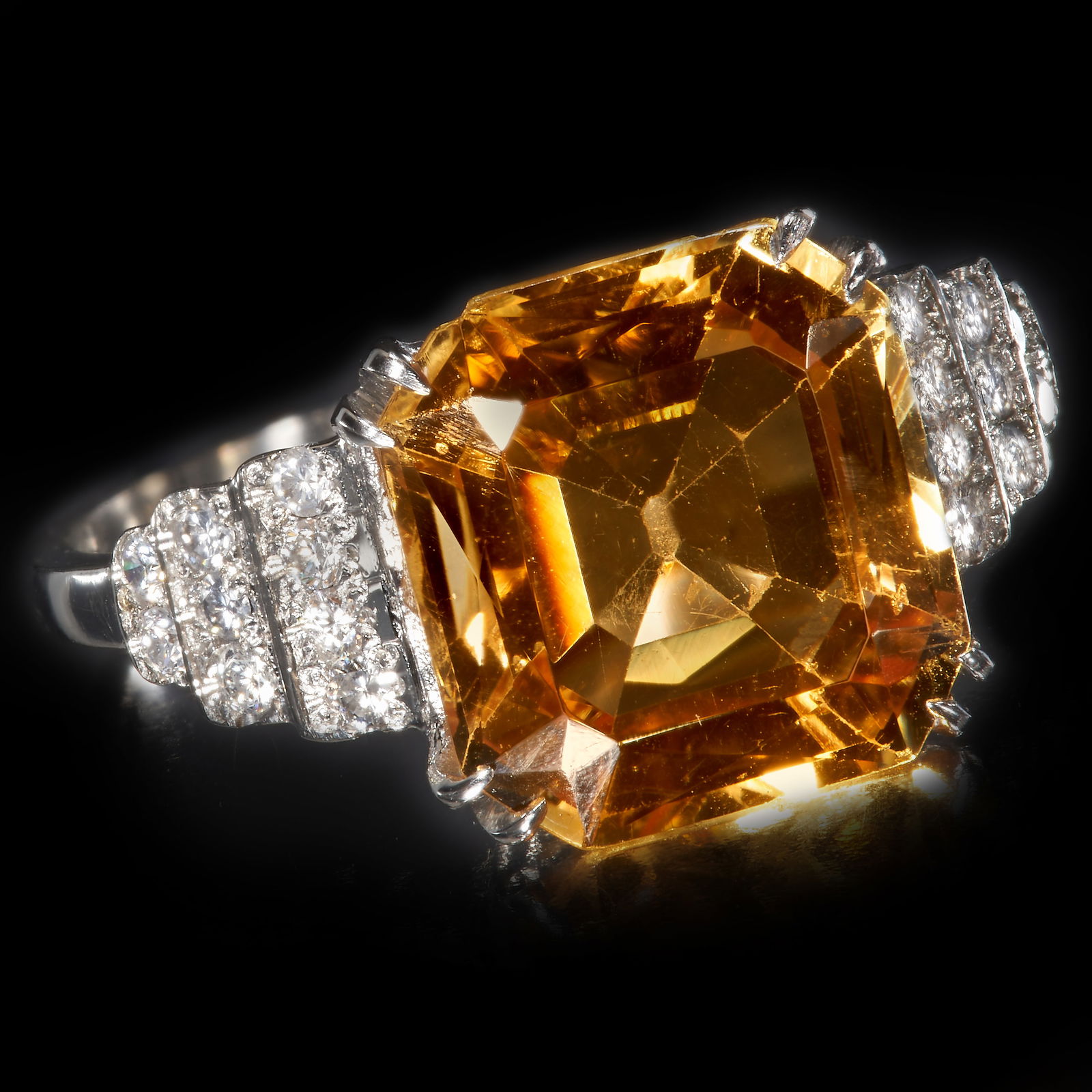 CERTIFICATED IMPERIAL TOPAZ AND DIAMOND RING (1 of 1)
