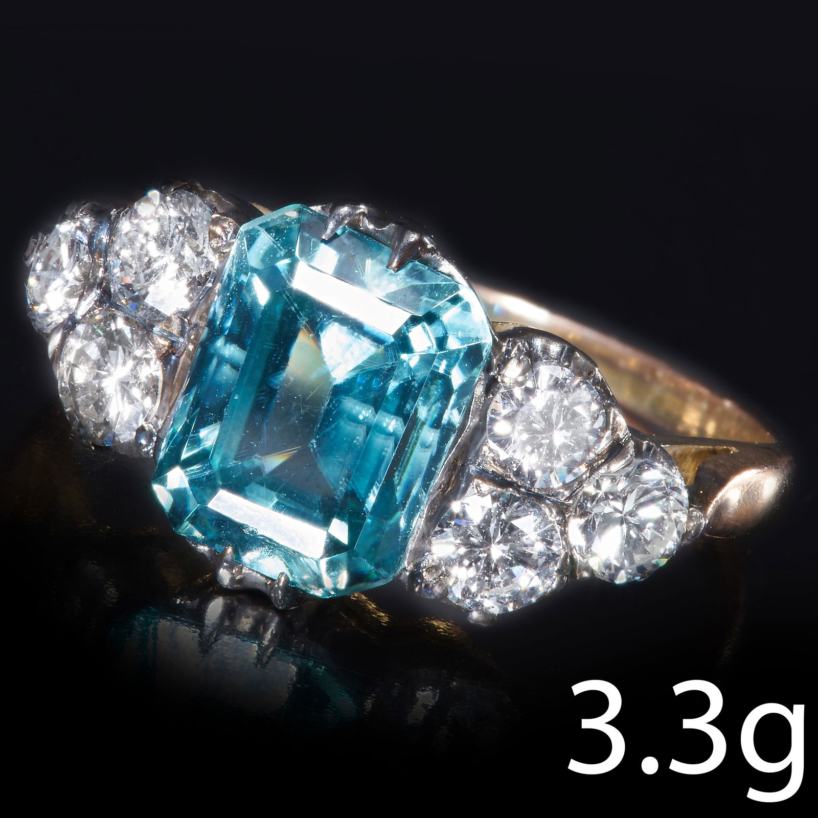 ZIRCON AND DIAMOND SEVEN STONE RING (1 of 1)
