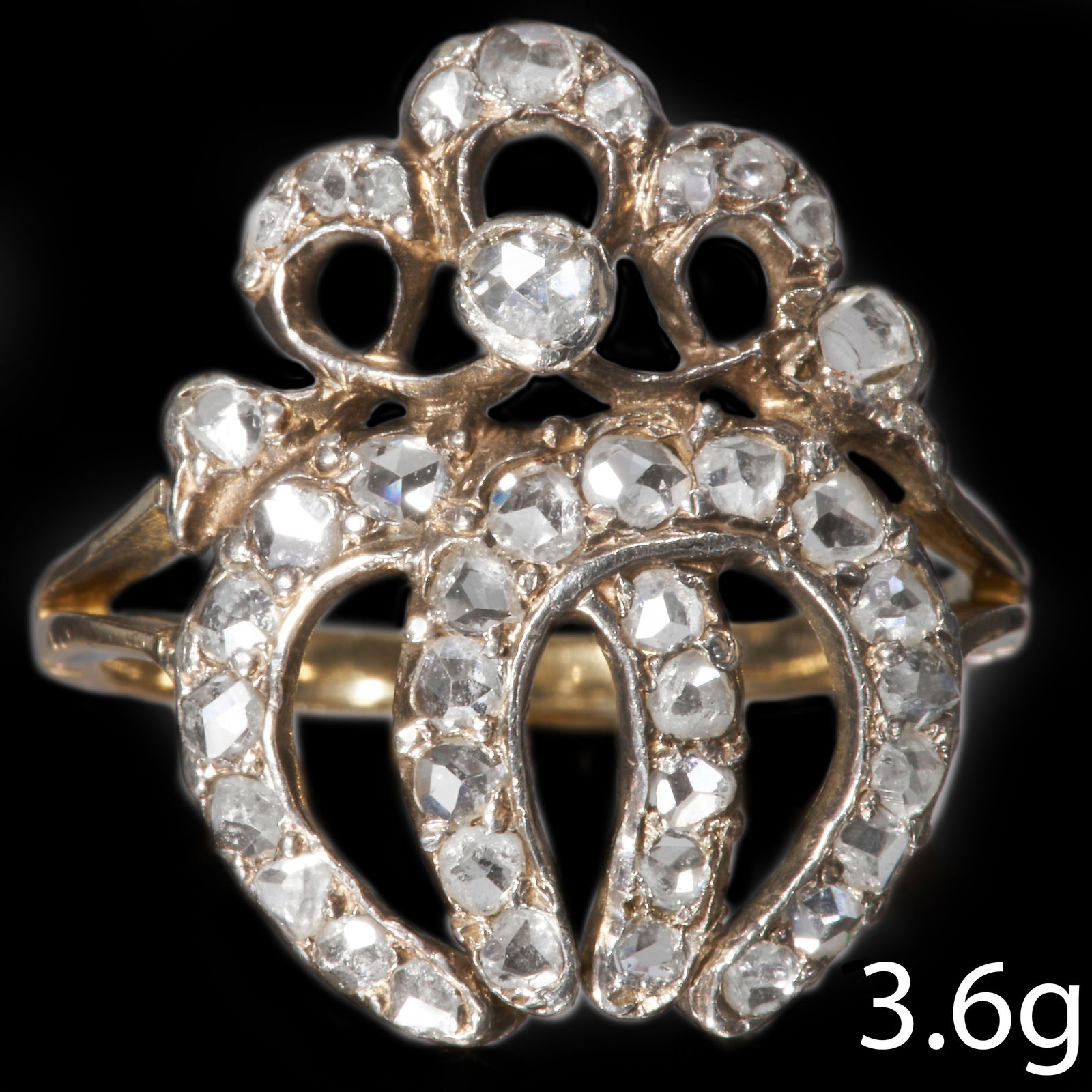 ANTIQUE DIAMOND DOUBLE HORSE SHOE RING (1 of 1)