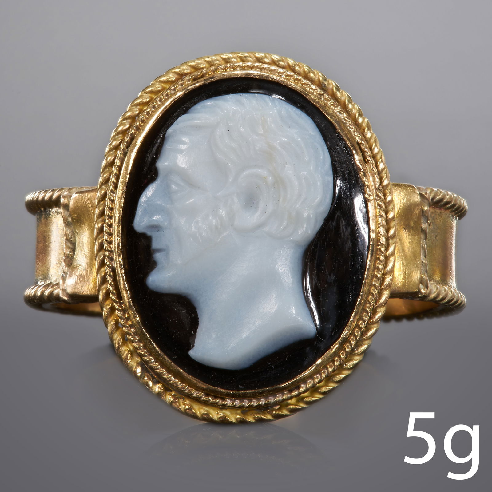 RARE ANTIQUE HARD STONE CAMEO RING (1 of 1)