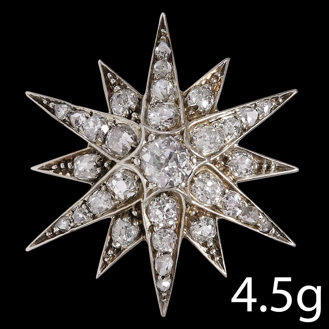 VICTORIAN STARBURST DIAMOND BROOCH (1 of 1)