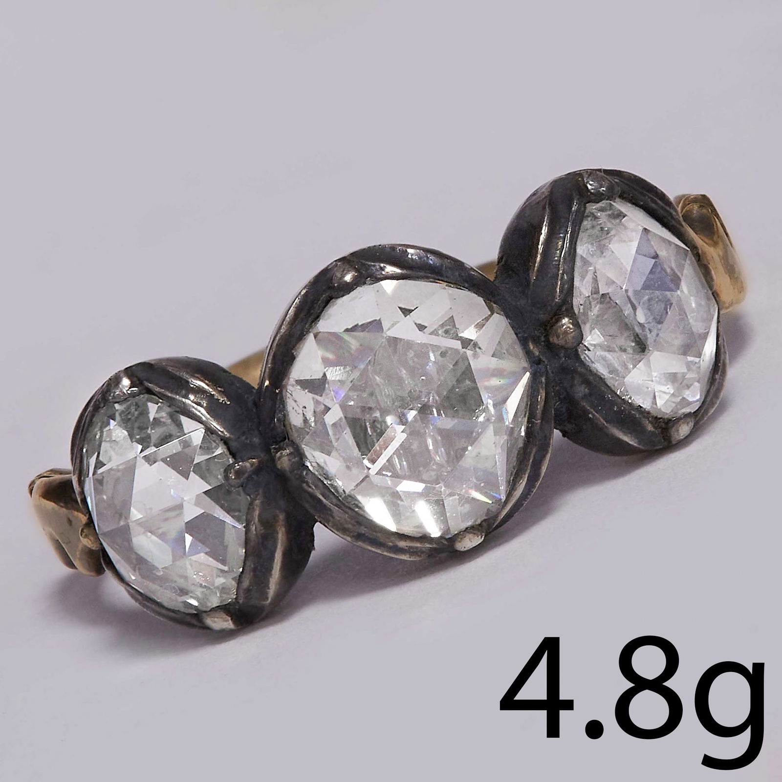 RARE ANTIQUE DIAMOND 3-STONE RING (1 of 1)