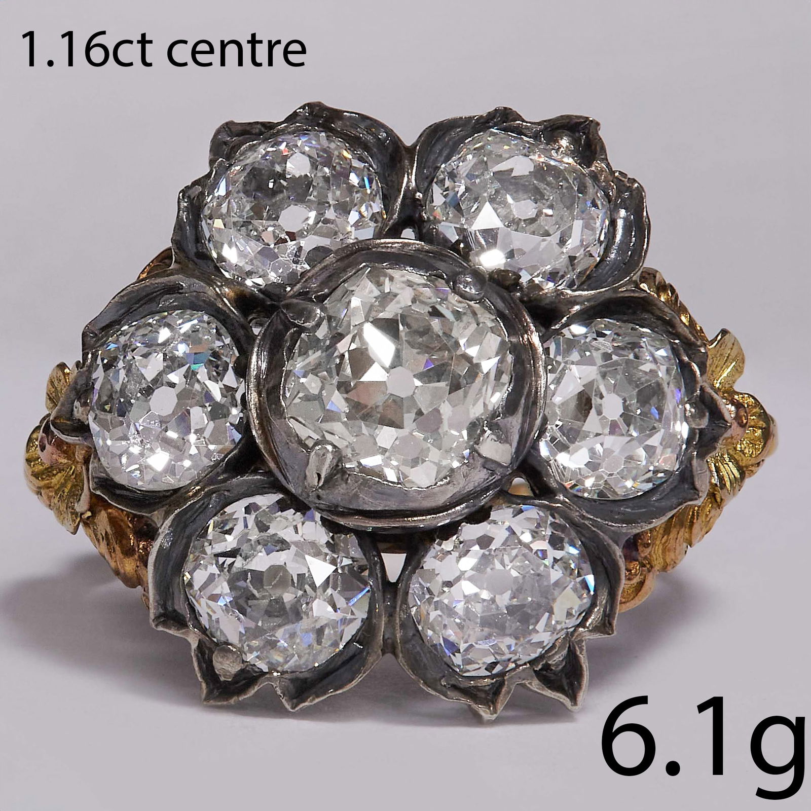 RARE AND UNUSUAL ANTIQUE DIAMOND CLUSTER RING (1 of 1)