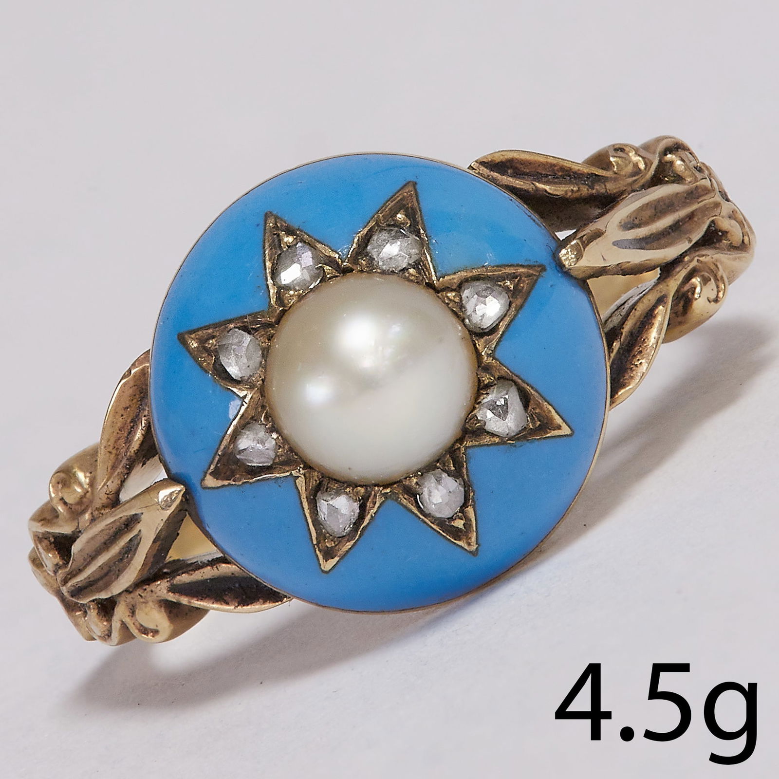 ANTIQUE ENAMEL PEARL AND DIAMOND RING (1 of 1)