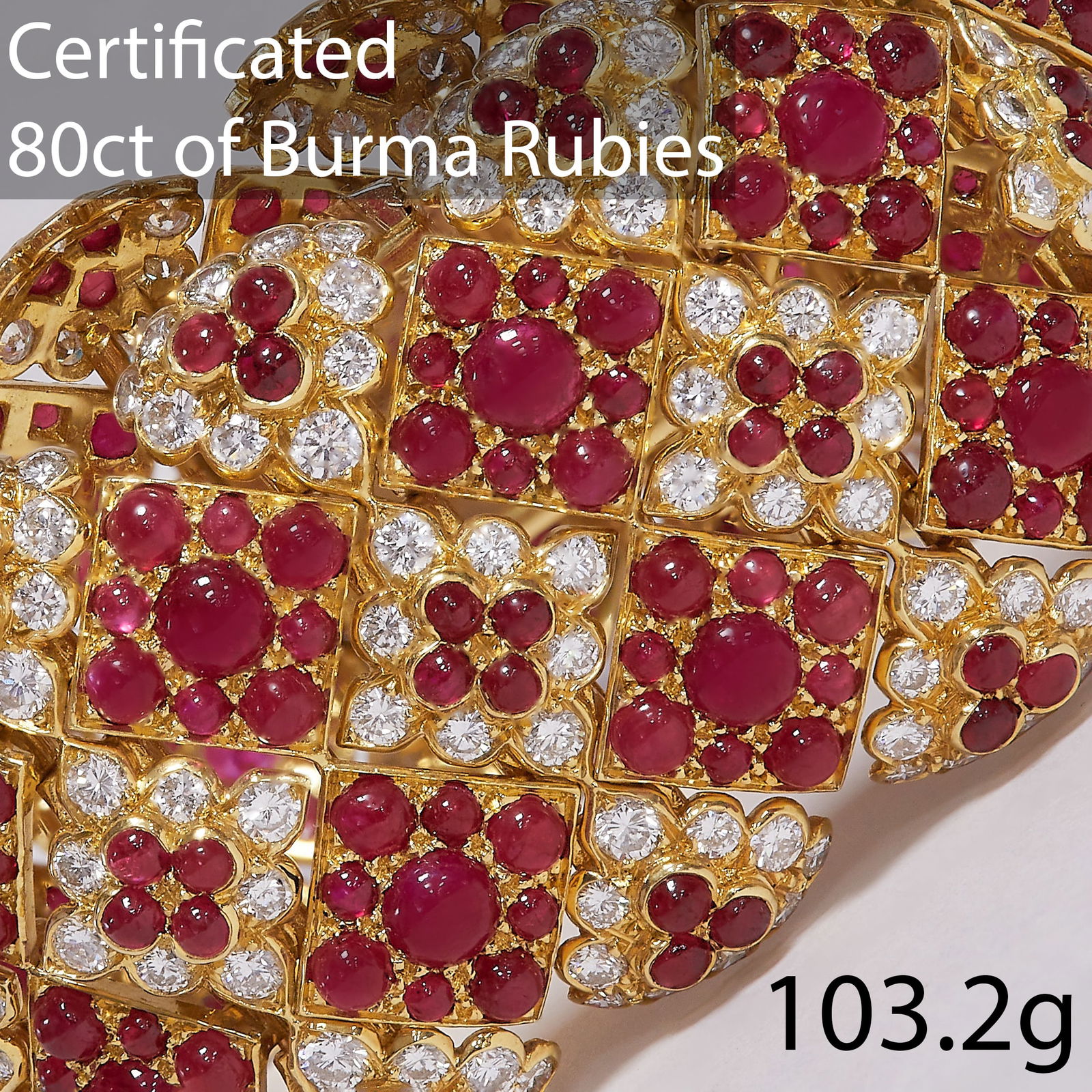 MAGNIFICENT CERTIFICATED BURMA 'MOGOK' RUBY AND DIAMOND BRACELET (1 of 3)