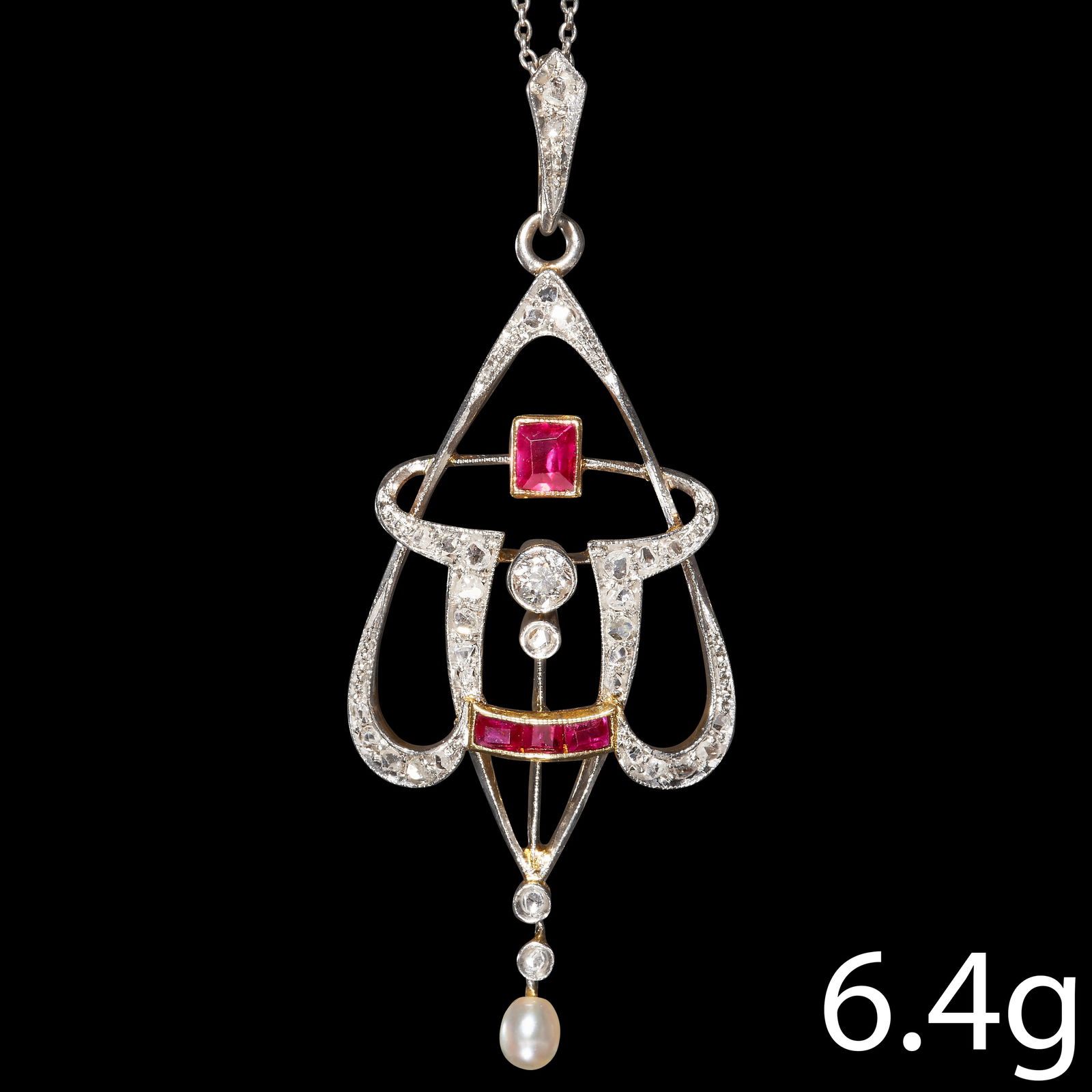 BELLE EPOQUE DIAMOND RUBY AND PEARL PENDANT (1 of 2)
