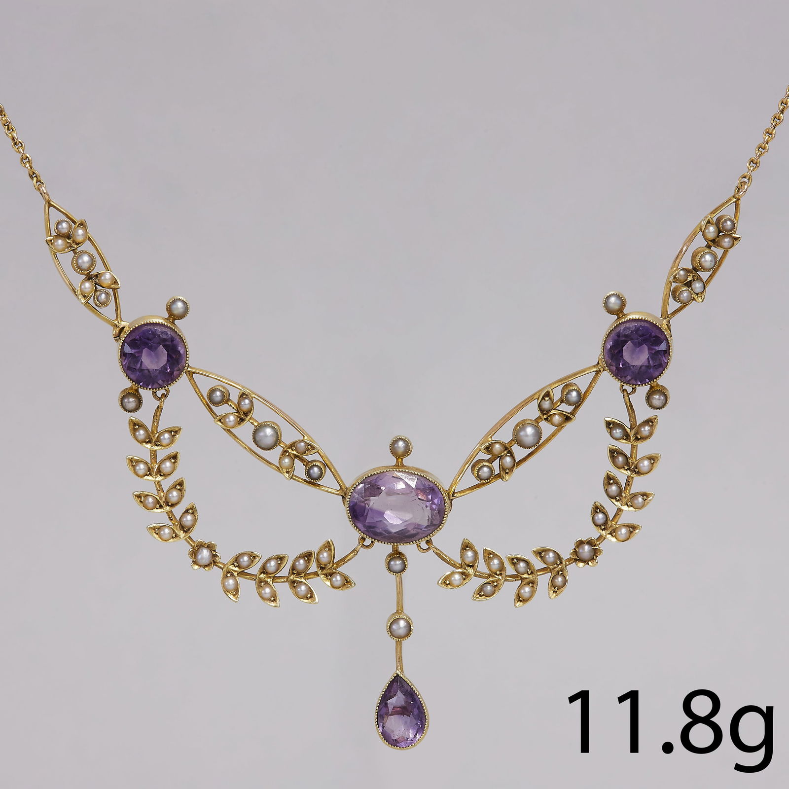 VICTORIAN AMETHYST AND PEARL NECKLACE (1 of 2)