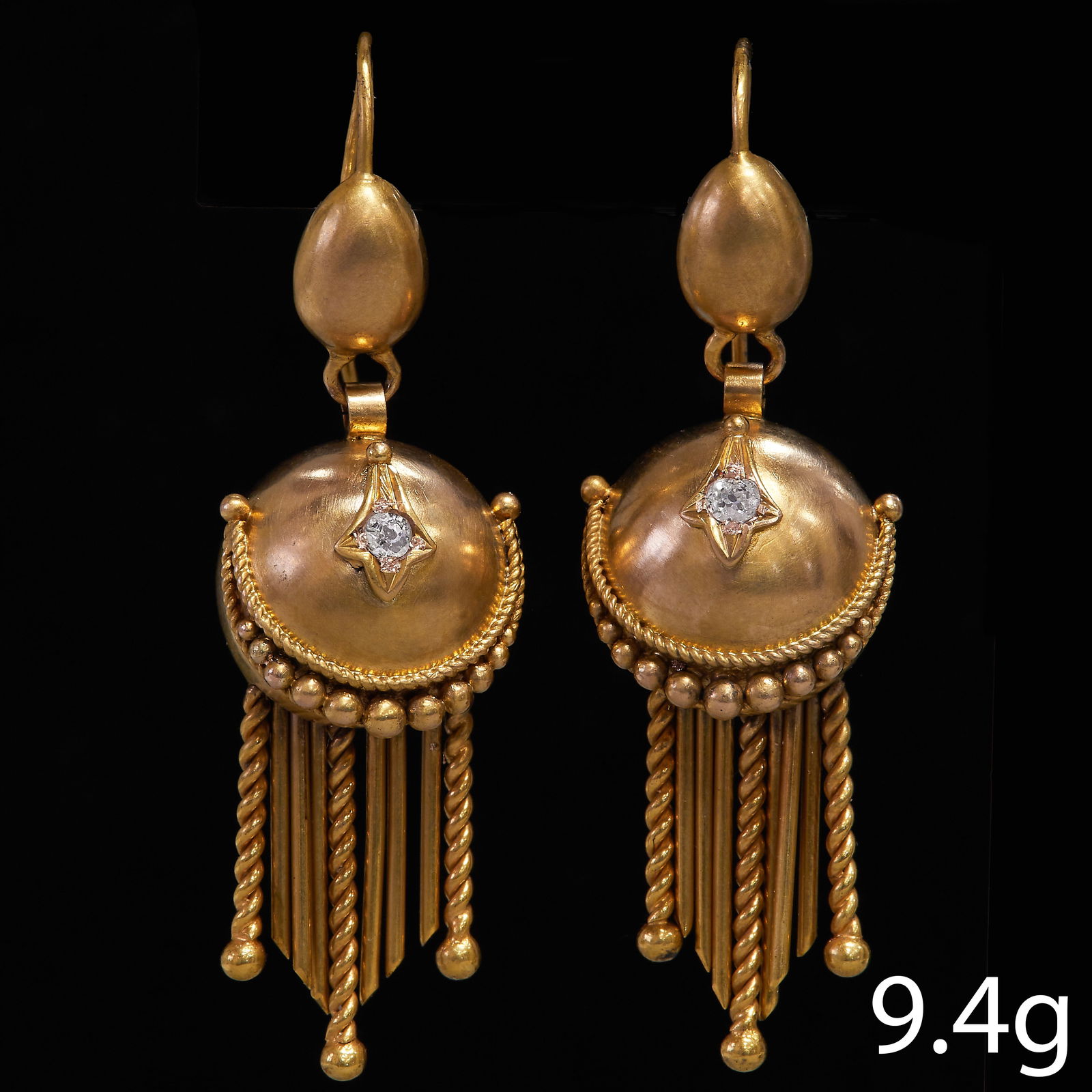 PAIR OF VICTORIAN ETRUSCAN REVIVAL DIAMOND EARRINGS (1 of 1)