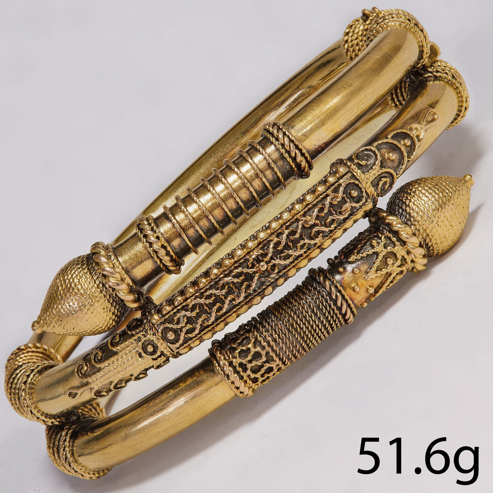 ANTIQUE ETRUSCAN REVIVAL 3-COIL BANGLE (1 of 1)