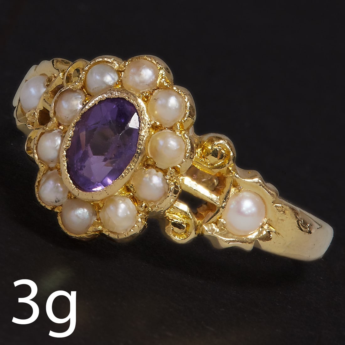 AMETHYST AND PEARL CLUSTER RING (1 of 1)