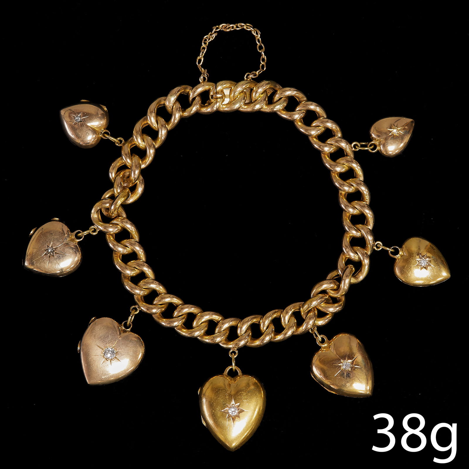 UNUSUAL VICTORIAN DIAMOND HEART LOCKET CHARM BRACELET (1 of 1)