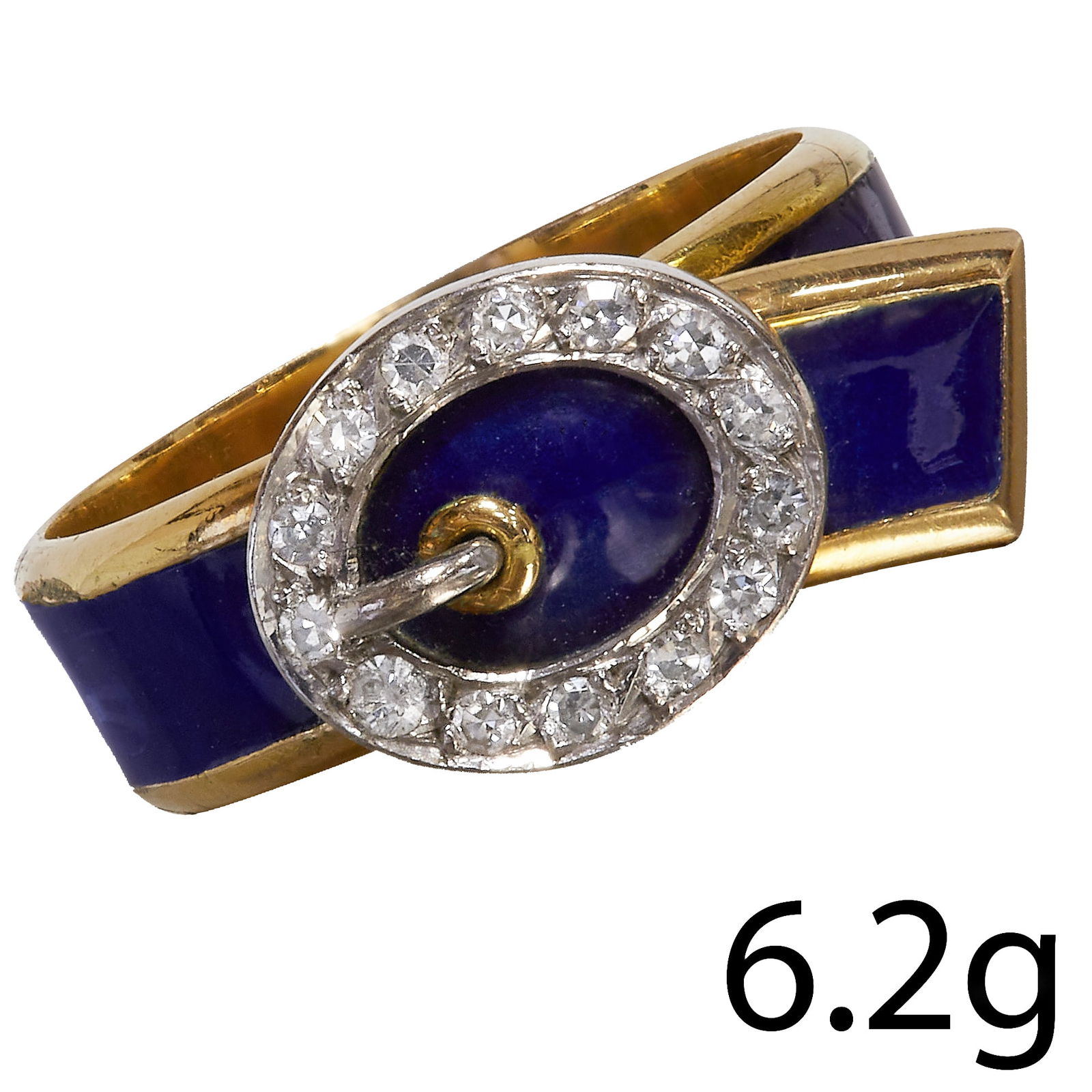 FINE ENAMEL AND DIAMOND BUCKLE RING (1 of 1)