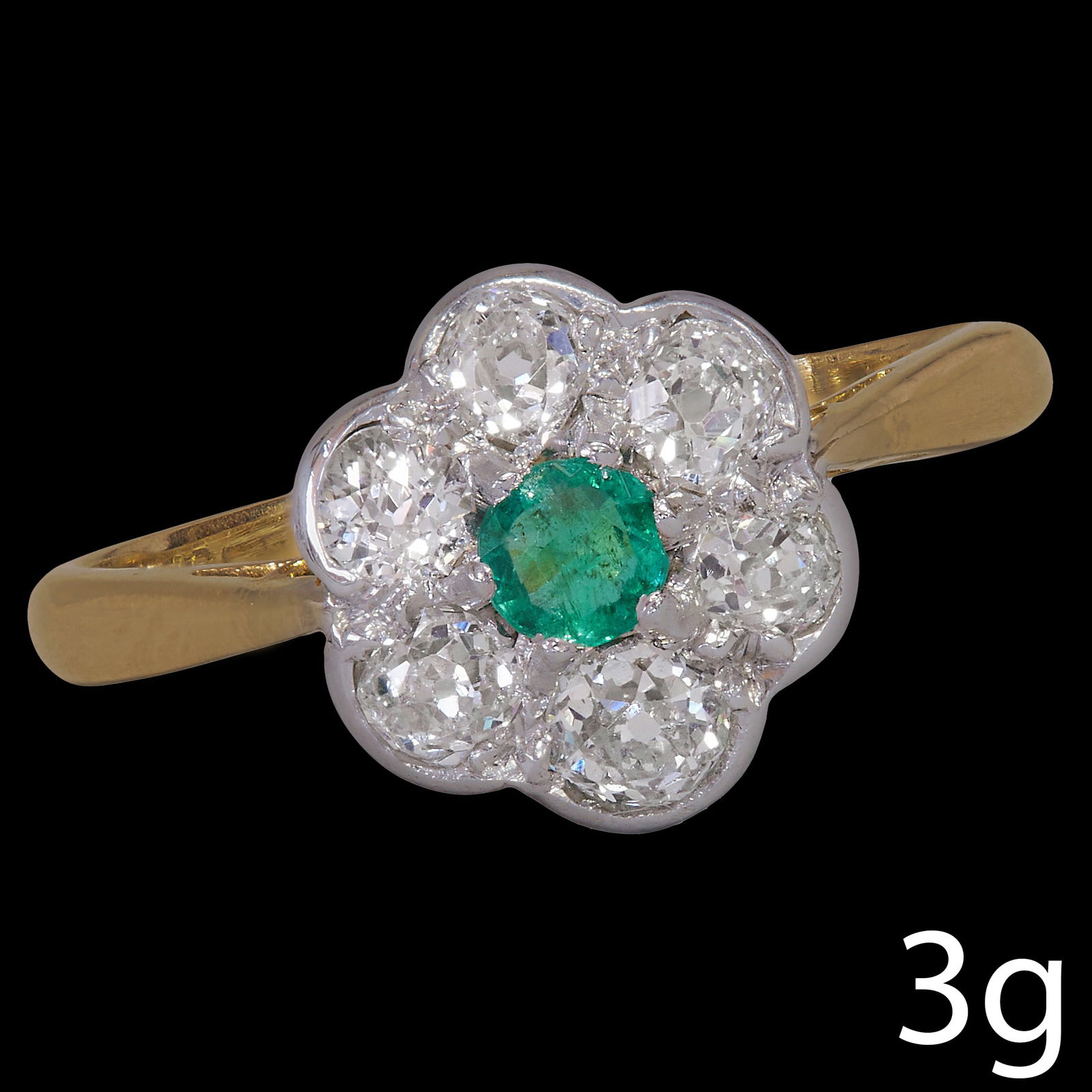 EMERALD AND DIAMOND CLUSTER RING (1 of 1)