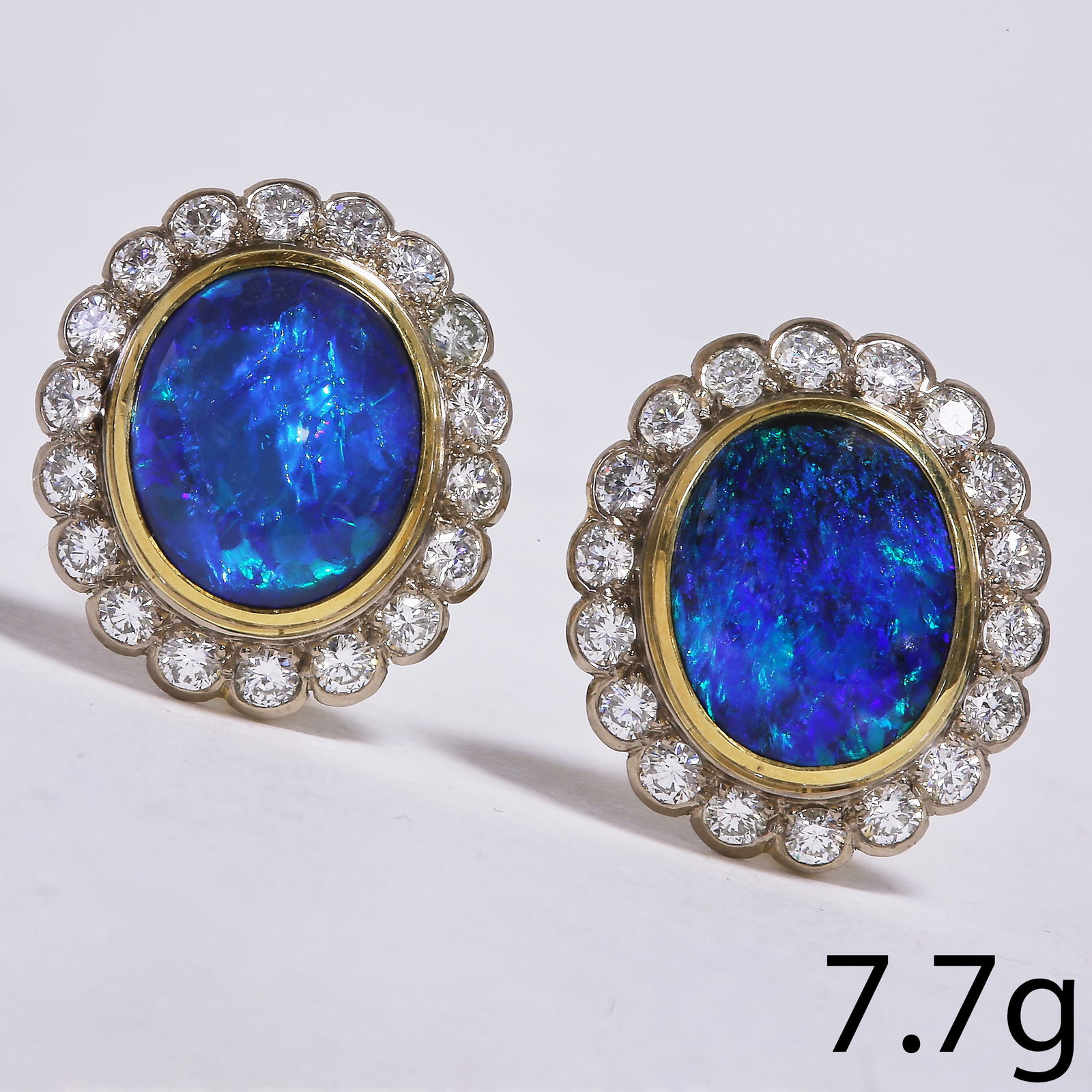 PAIR OF BLACK OPAL AND DIAMOND CLUSTER EARRINGS (1 of 1)