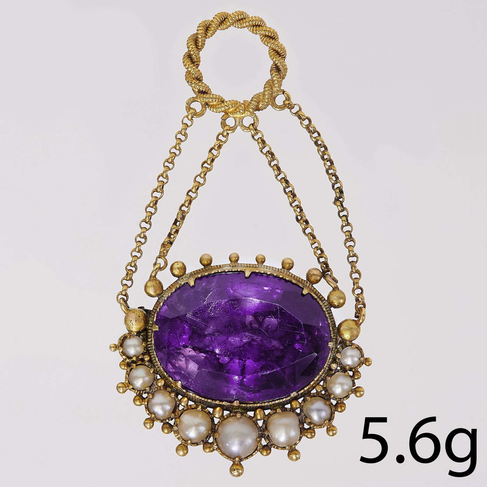 GEORGIAN AMETHYST AND PEARL BROOCH/PENDANT (1 of 2)