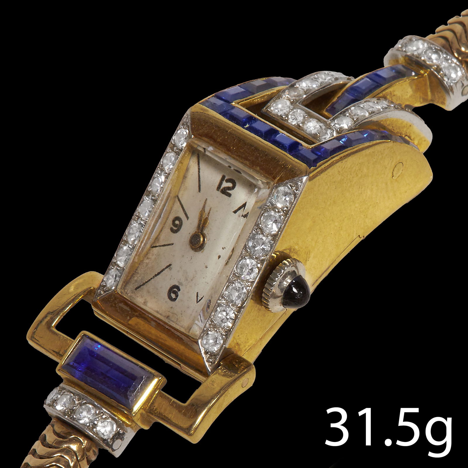UNUSUAL SAPPHIRE AND DIAMOND COCKTAIL WATCH (1 of 2)