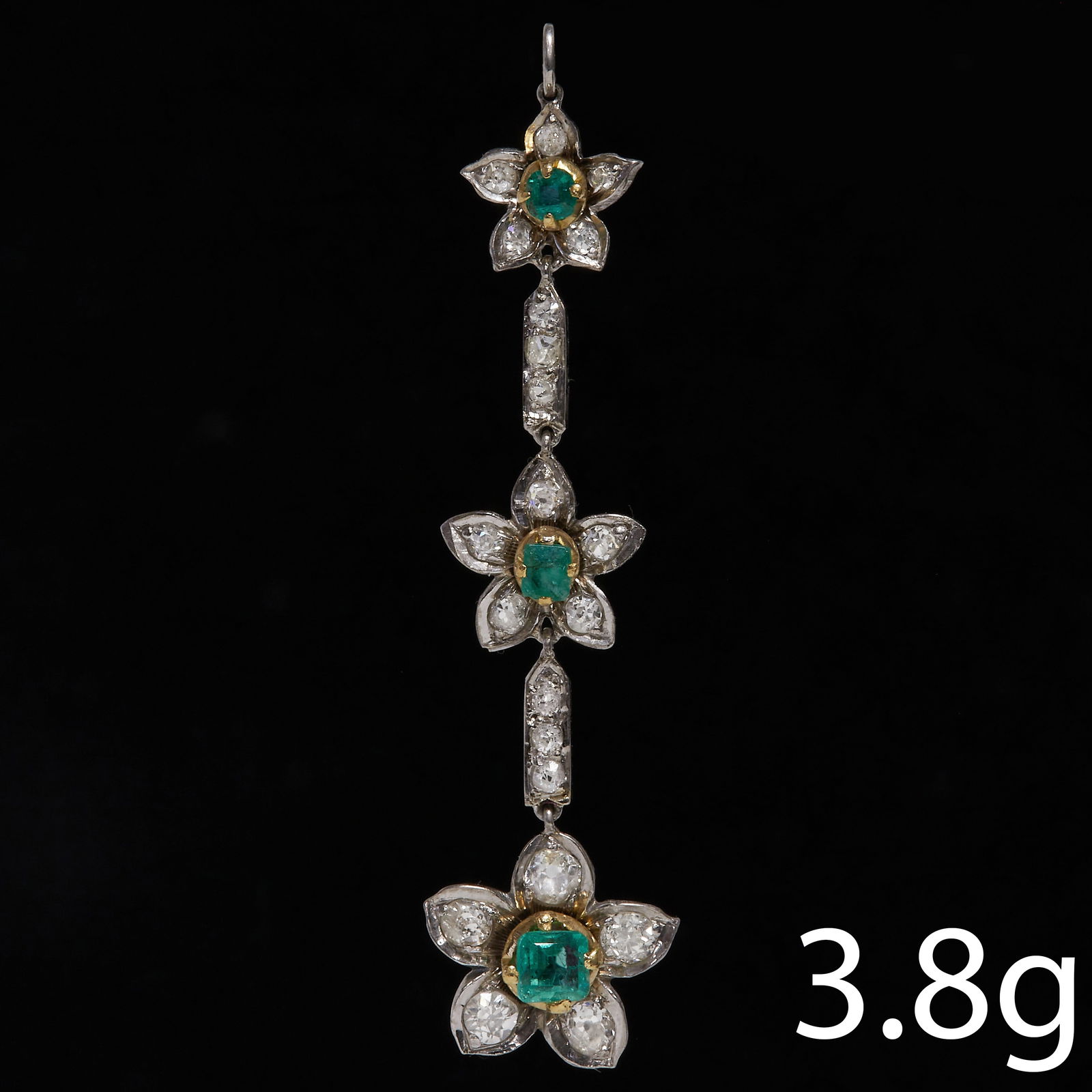 EMERALD AND DIAMOND FLORAL PENDANT (1 of 1)